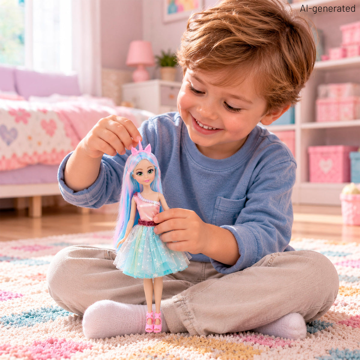 Muñeca princesa unicornio con coche + 3 años Dreameez