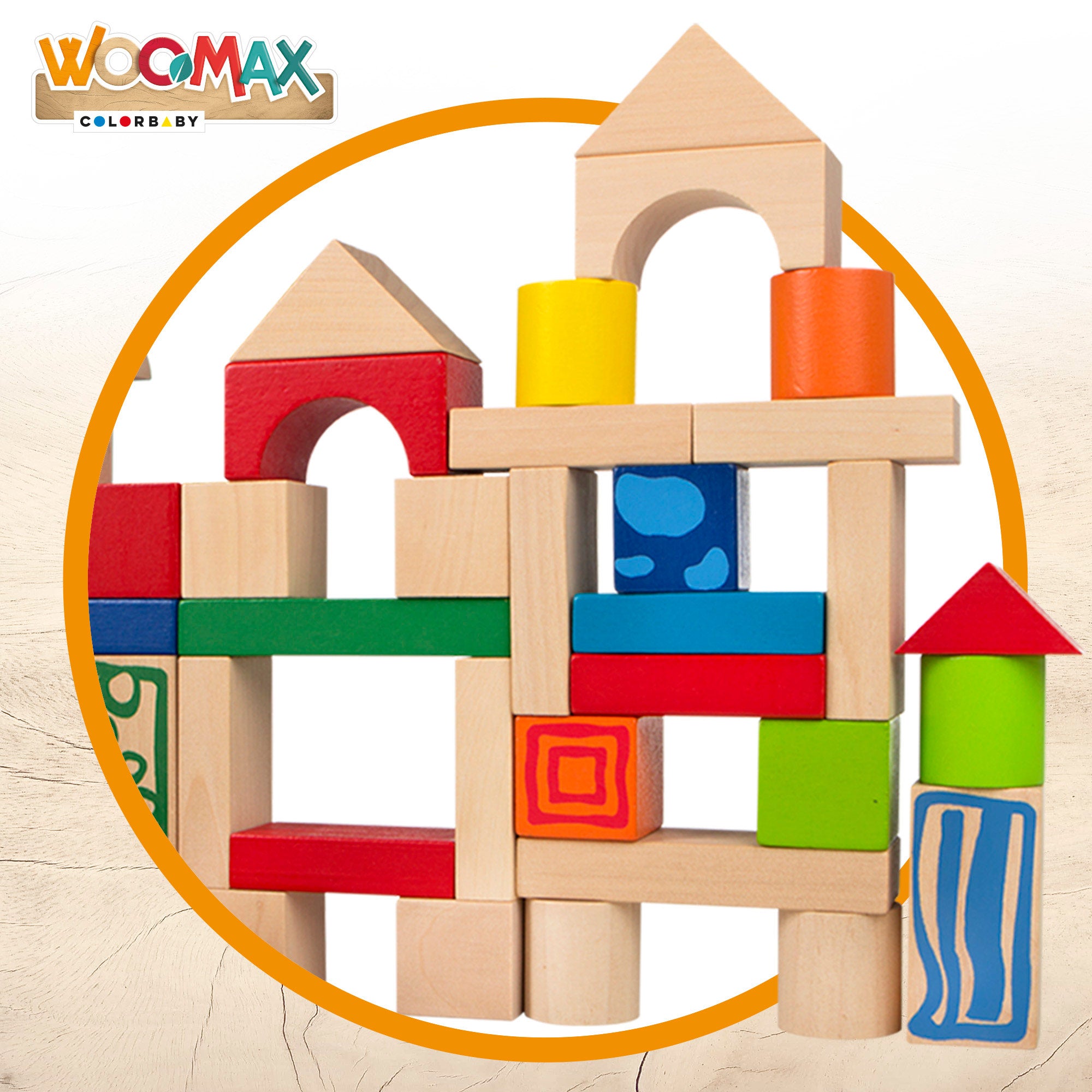 WOOMAX Bloques construcción de madera 50 piezas