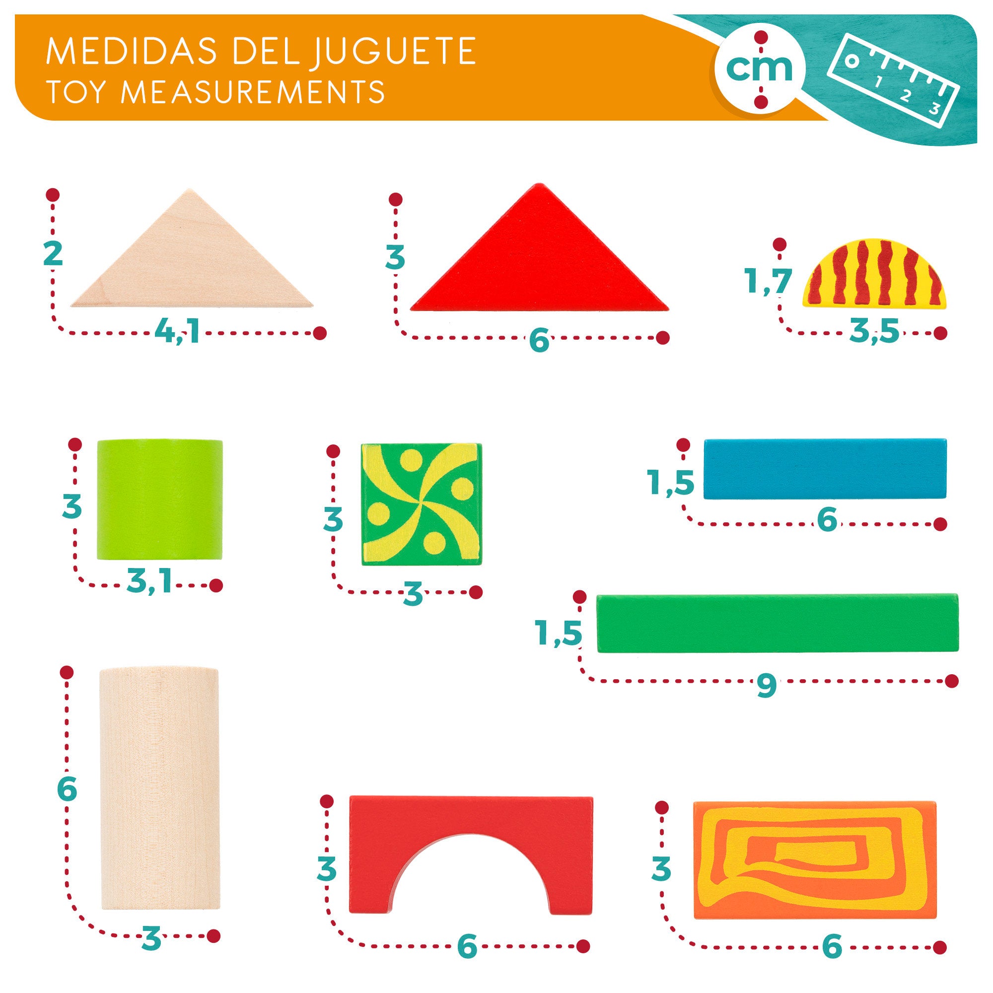 WOOMAX Bloques construcción de madera 50 piezas