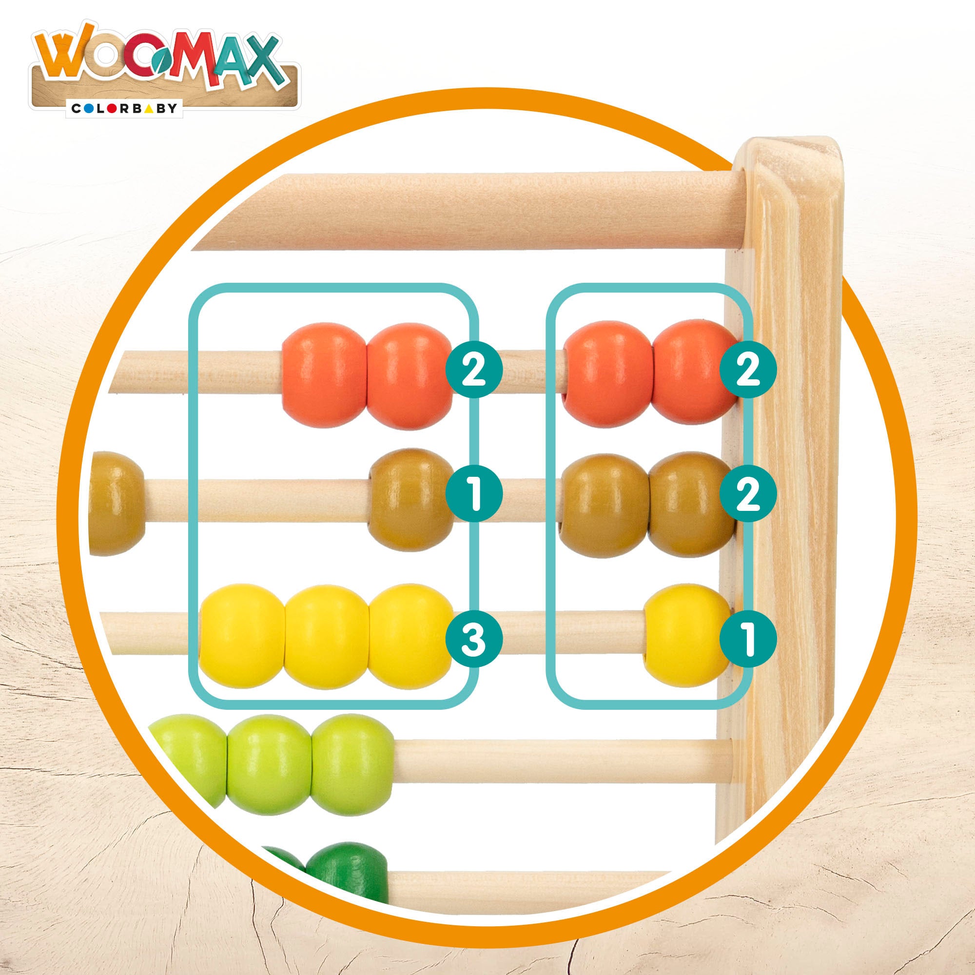 WOOMAX Ábaco de madera multicolor