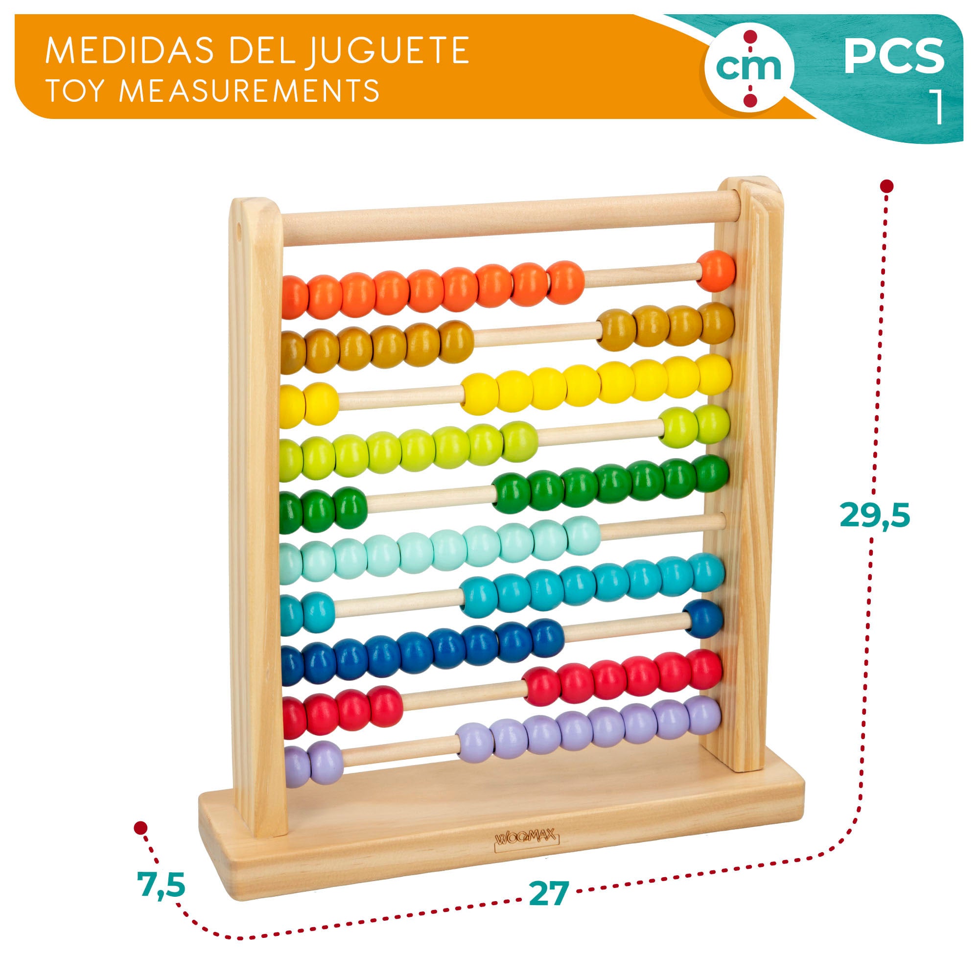 WOOMAX Ábaco de madera multicolor