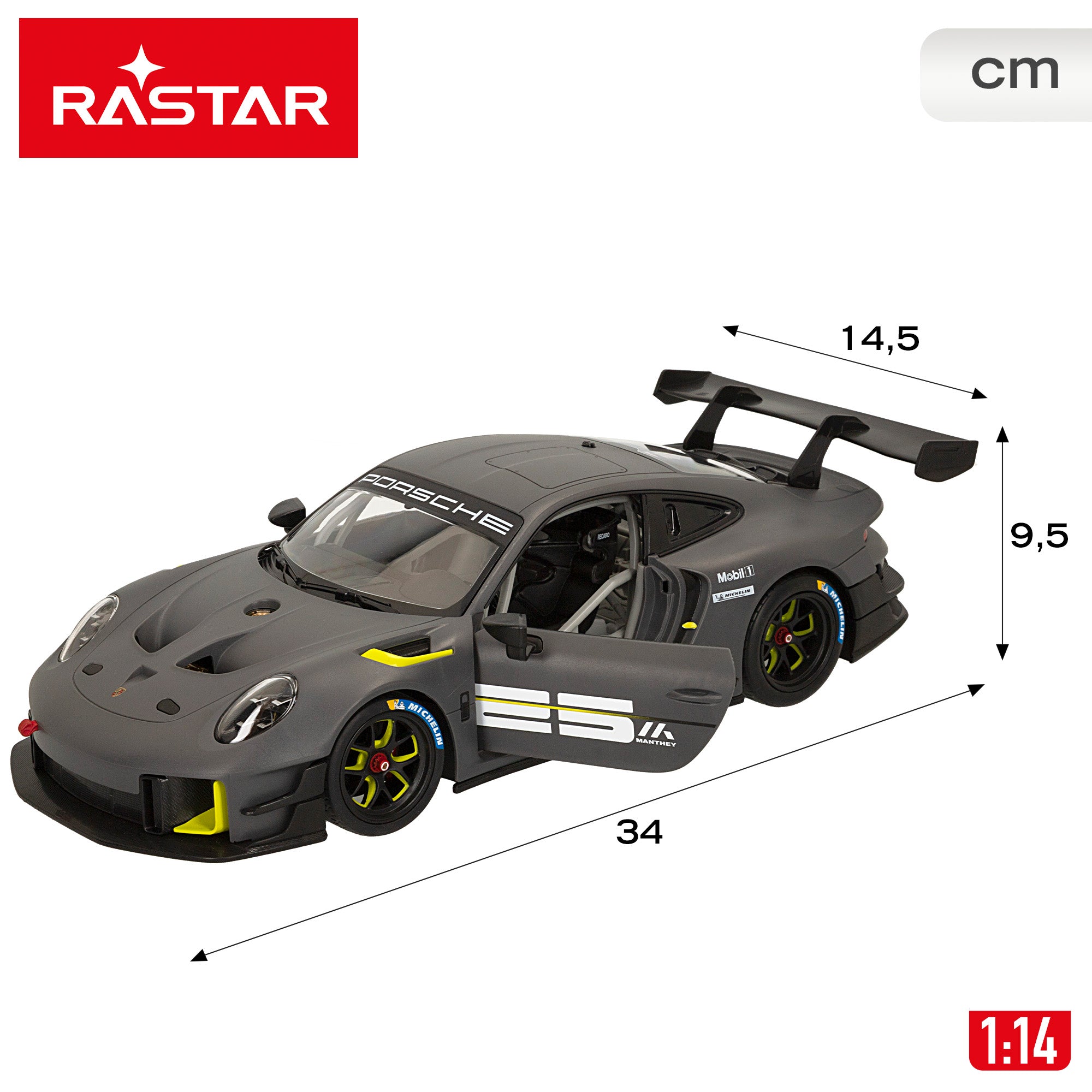 RASTAR Carro Telecomandado Porsche 911 GT2 RS Clubsport 25 1:14 com Luzes