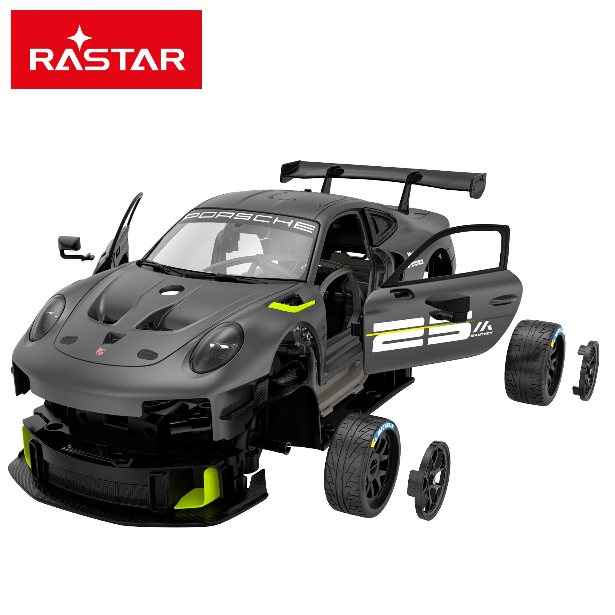 RASTAR Coche teledirigido y maqueta para montar Porsche 911 GT2 RS Clubsport 25 1:18