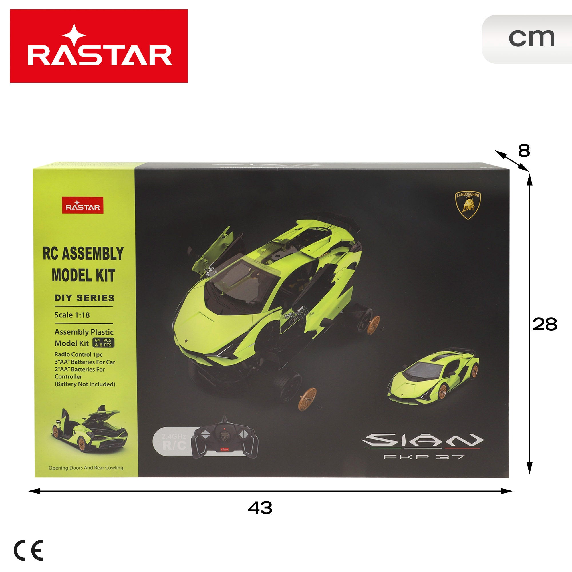 RASTAR Coche teledirigido y maqueta para montar Lamborghini Sián 1:18