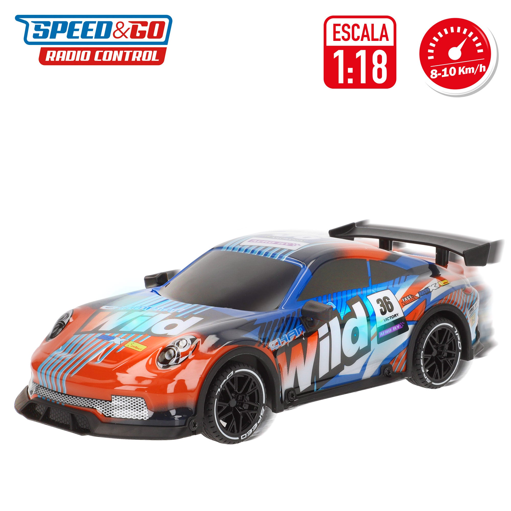 Coche teledirigido Xtreme deportivo con luz 1:18 Speed & Go
