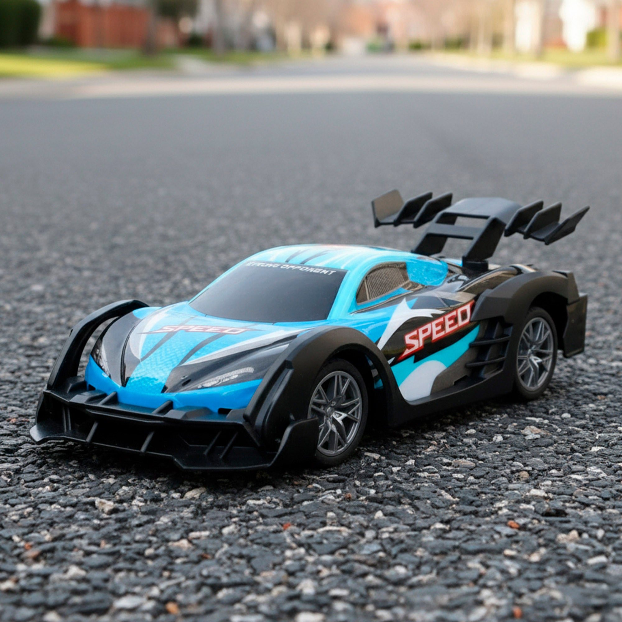 Speed&amp; Go, carro desportivo azul à escala 1:18 com comando à distância.