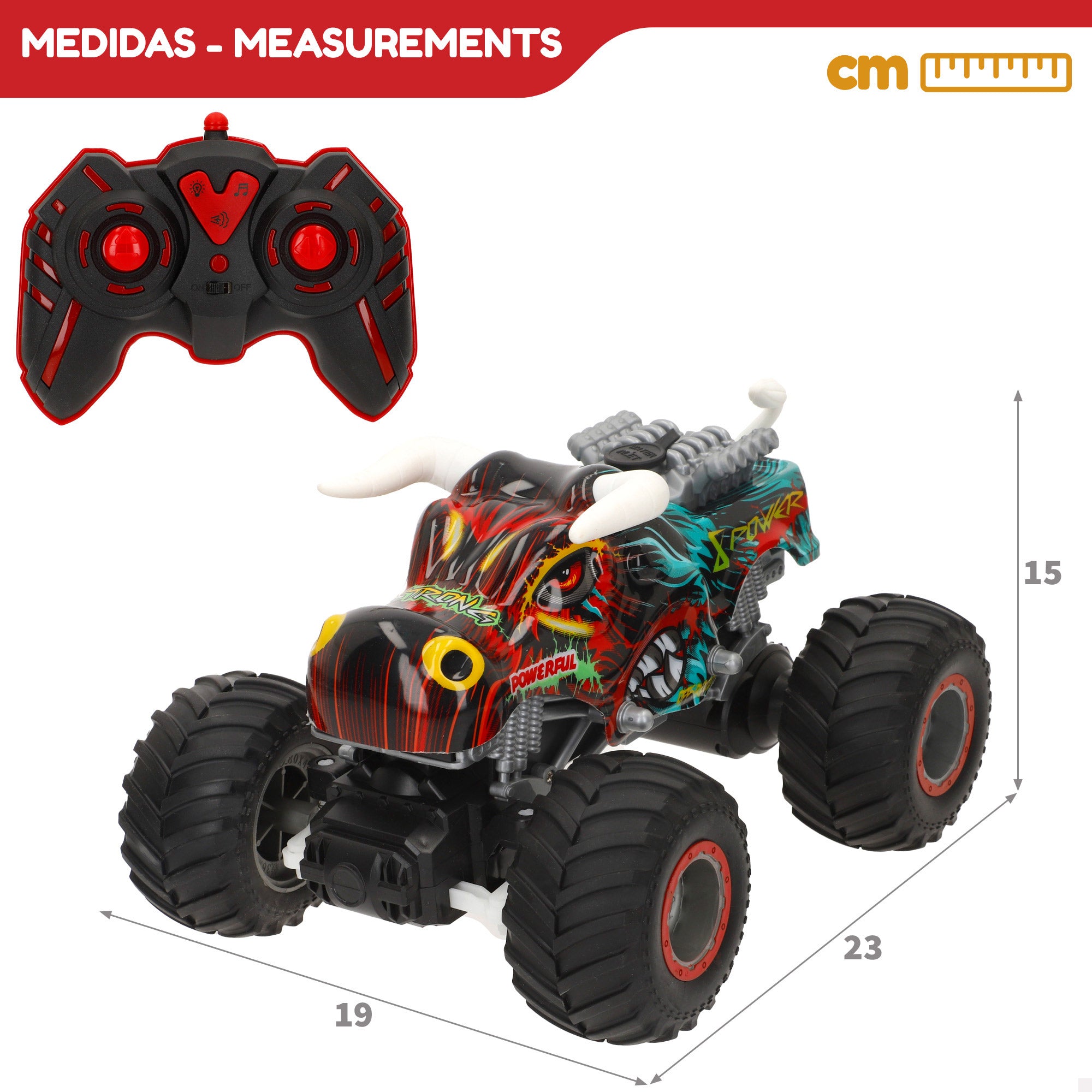 Veículo todo-o-terreno com comando, luzes, sons e fumo, escala 1:16, Speed&amp; Go.