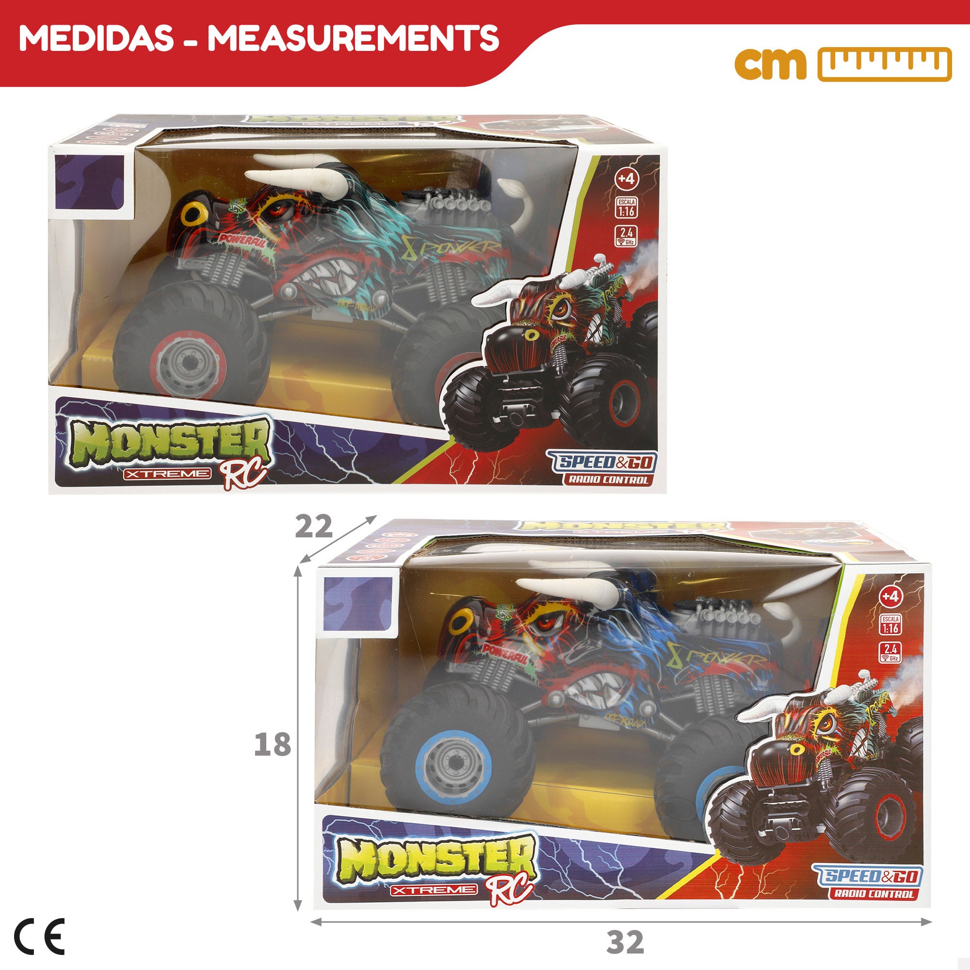 Veículo todo-o-terreno com comando, luzes, sons e fumo, escala 1:16, Speed&amp; Go.