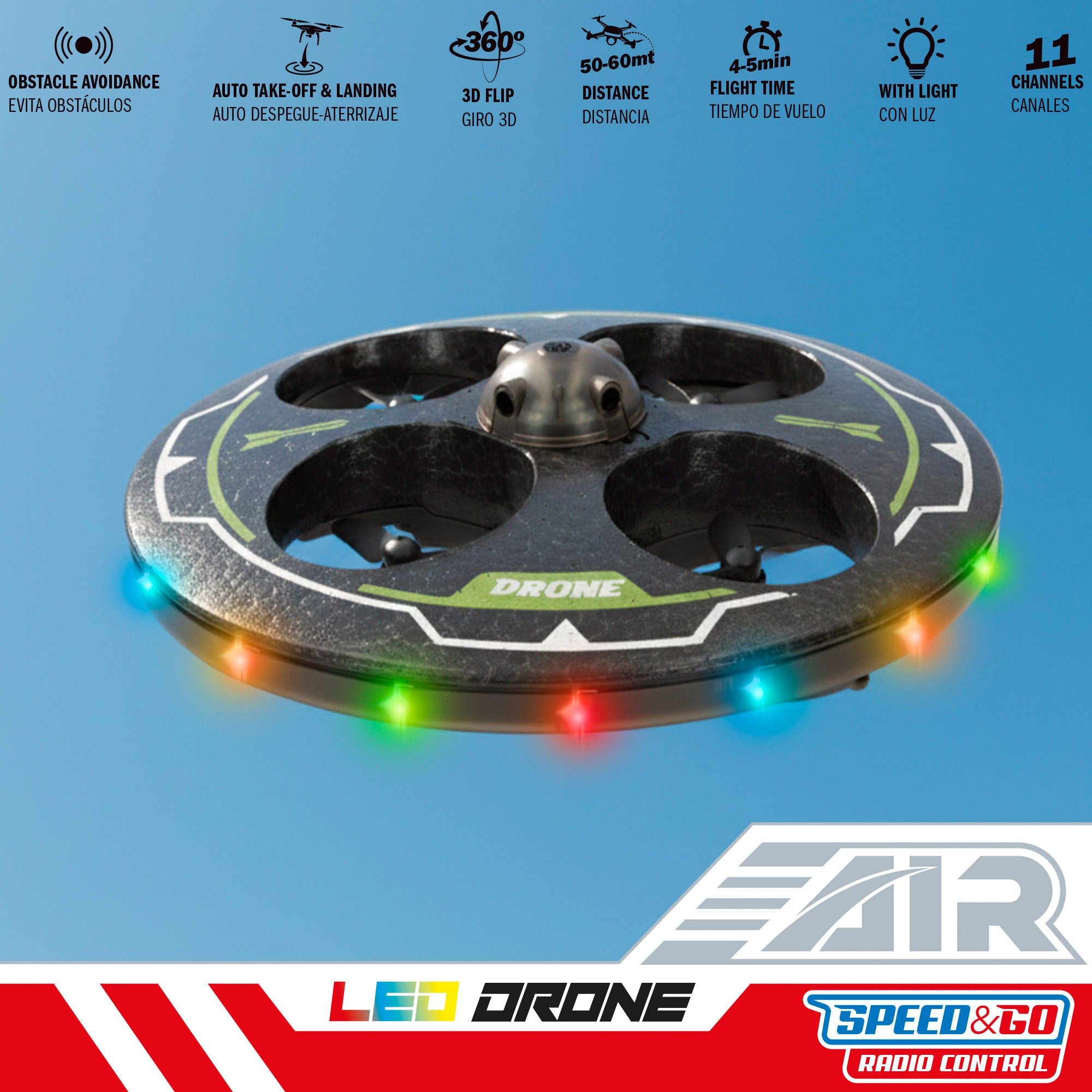 Drone juguete circular teledirigido giro 360º c/giroscopio Speed & Go