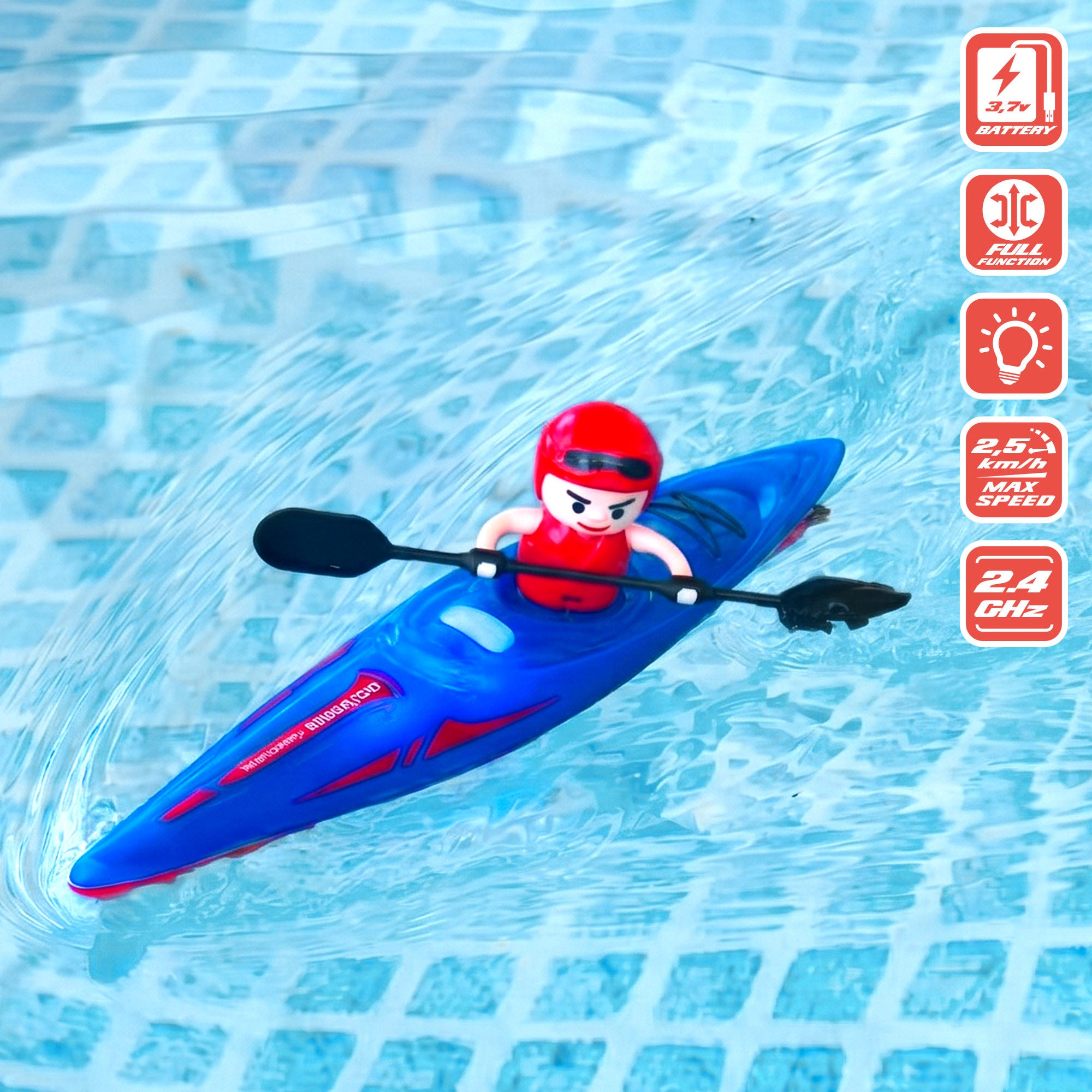 Kayak radiocontrol con figura River Kayak
