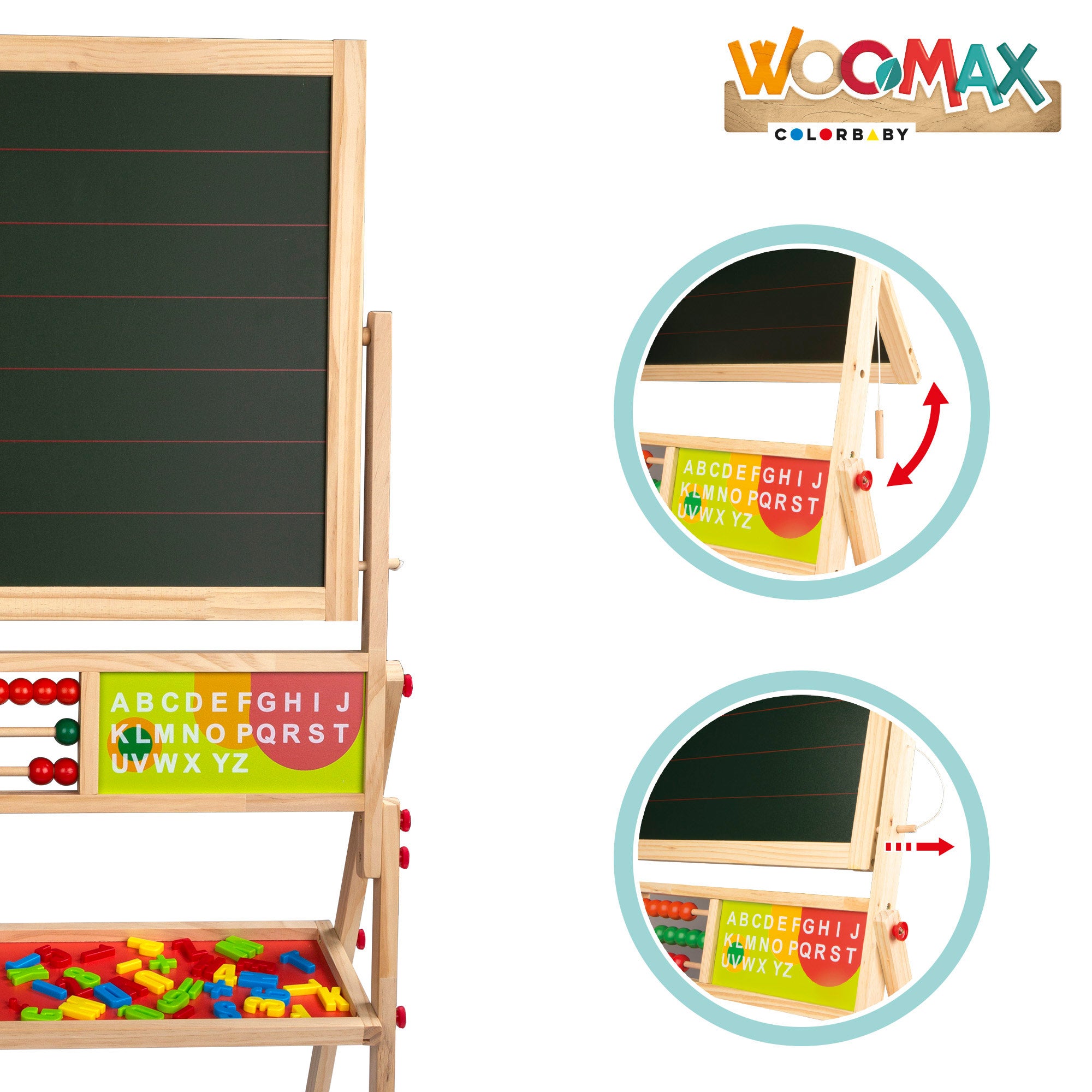 WOOMAX Pizarra de madera 2 en 1