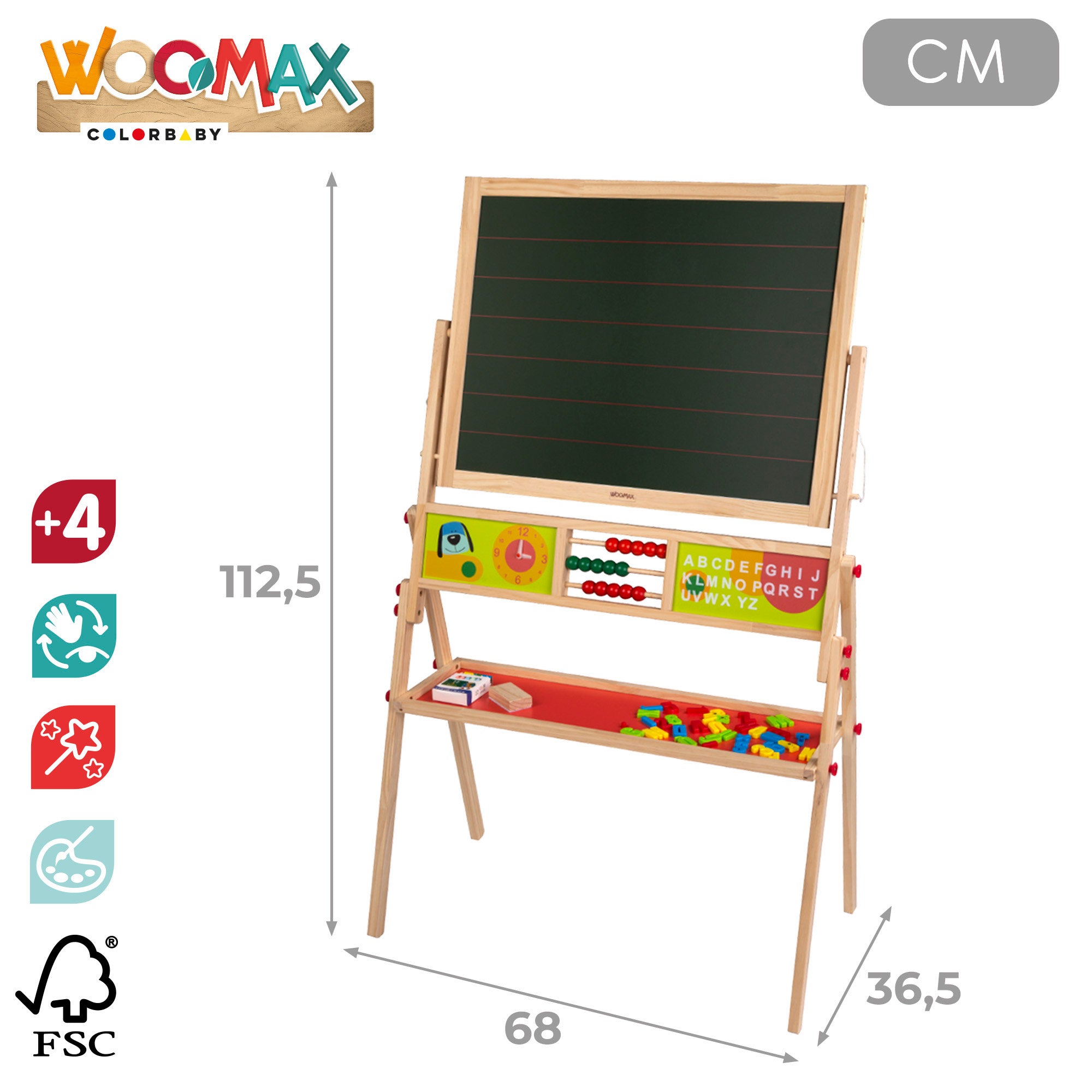 WOOMAX Pizarra de madera 2 en 1
