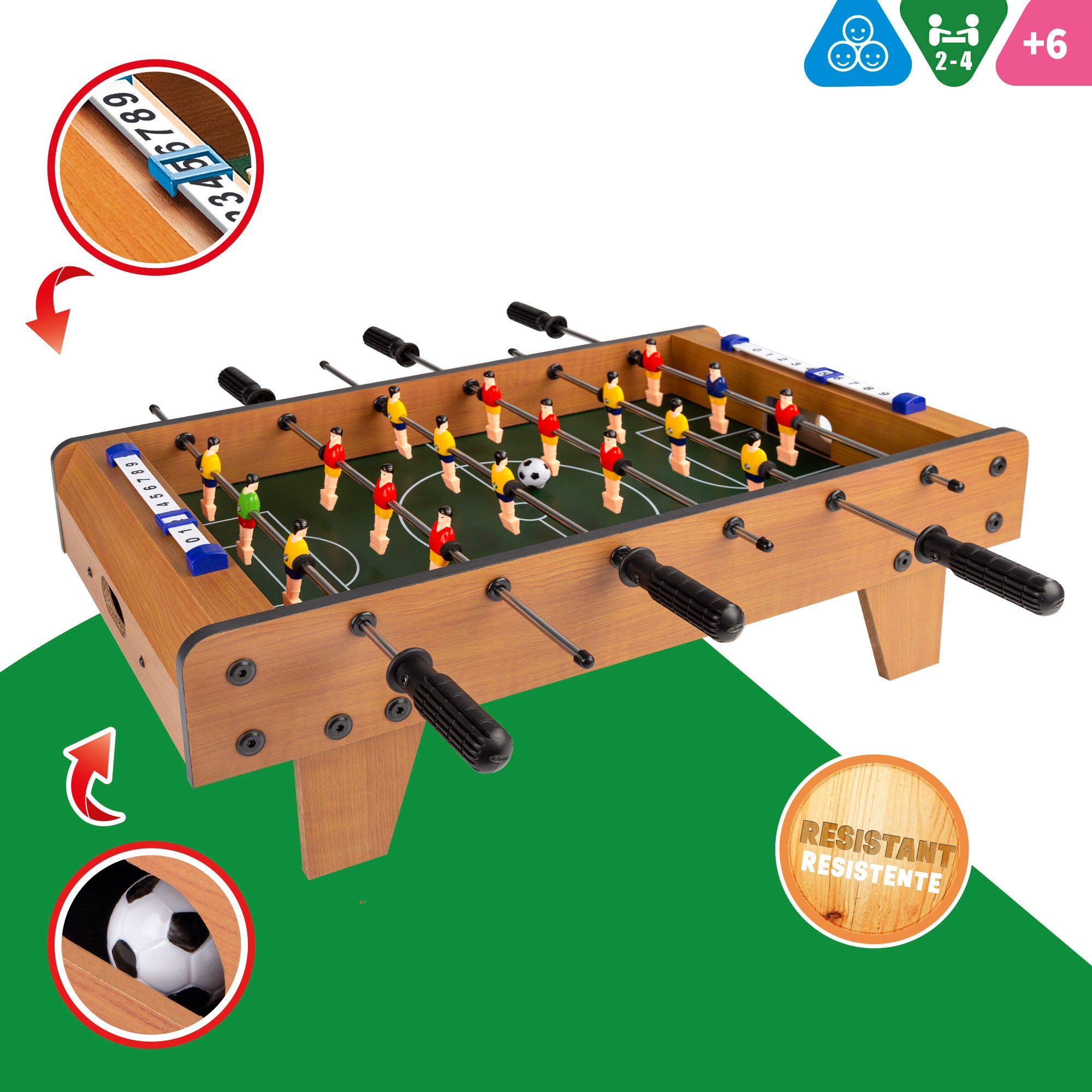 Futbolín de madera sobremesa 60x30x20 cm CB Games