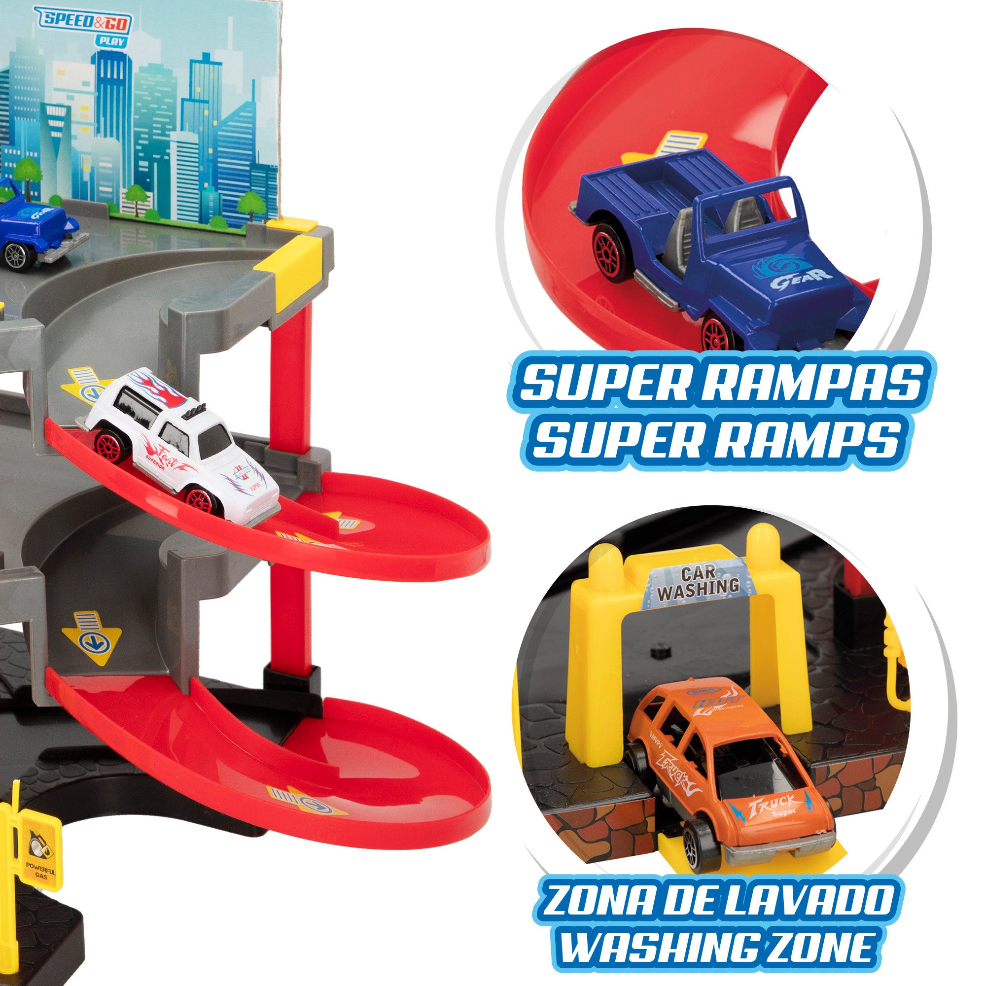 Parking infantil 3 niveles y 3 coches Speed & Go