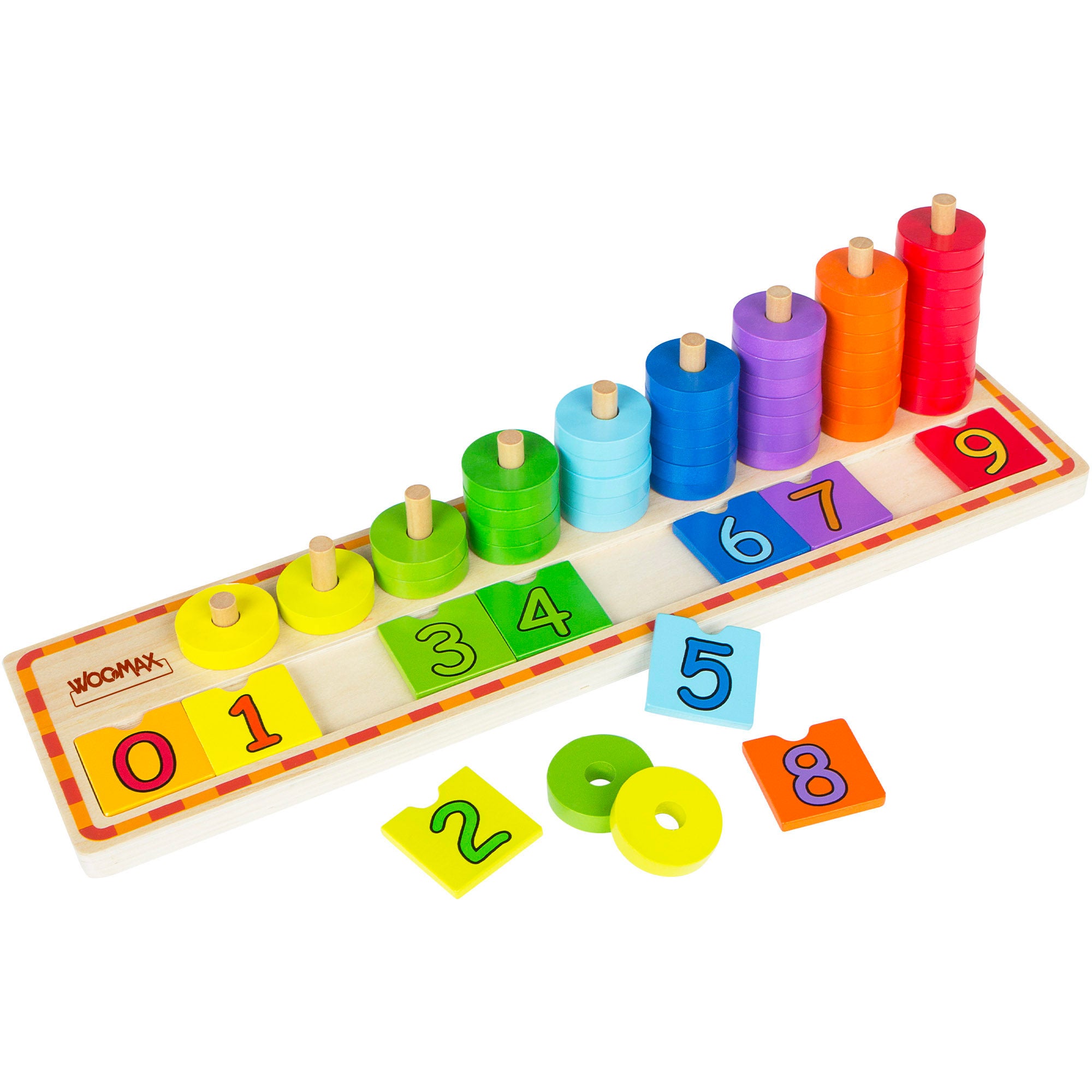 WOOMAX Juego educativo fichas y números de madera
