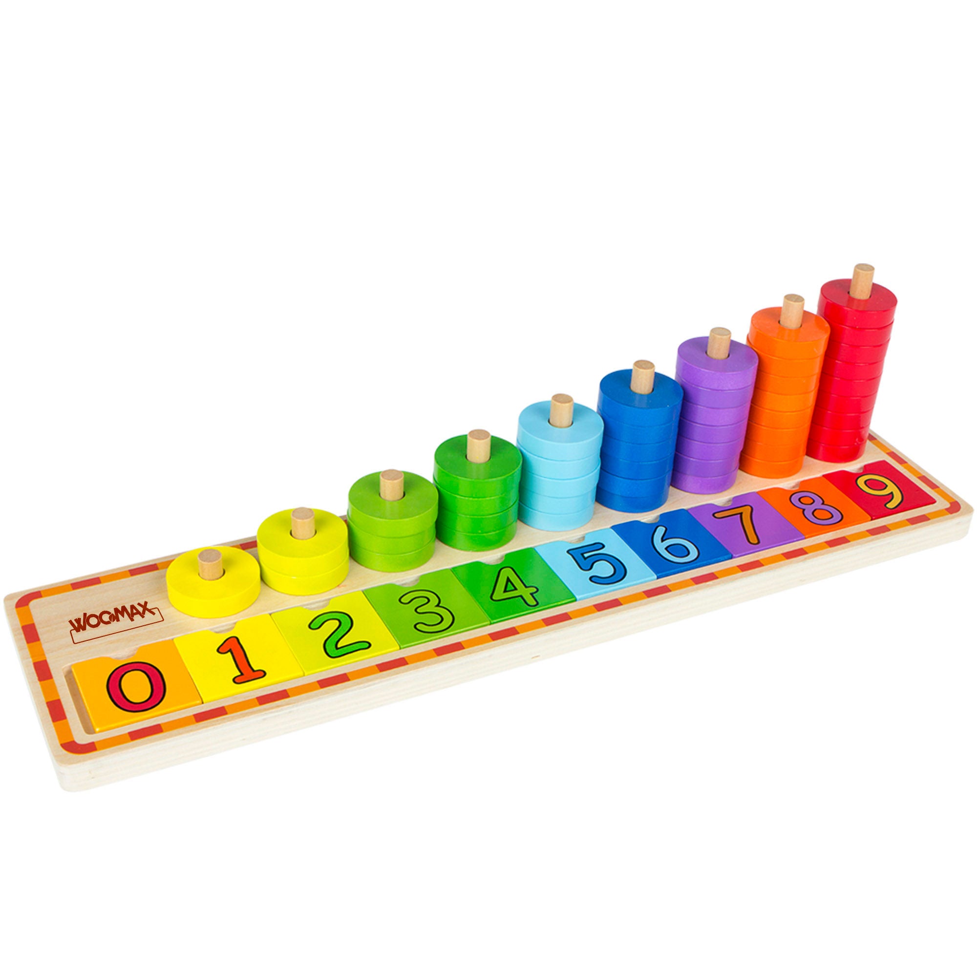 WOOMAX Juego educativo fichas y números de madera