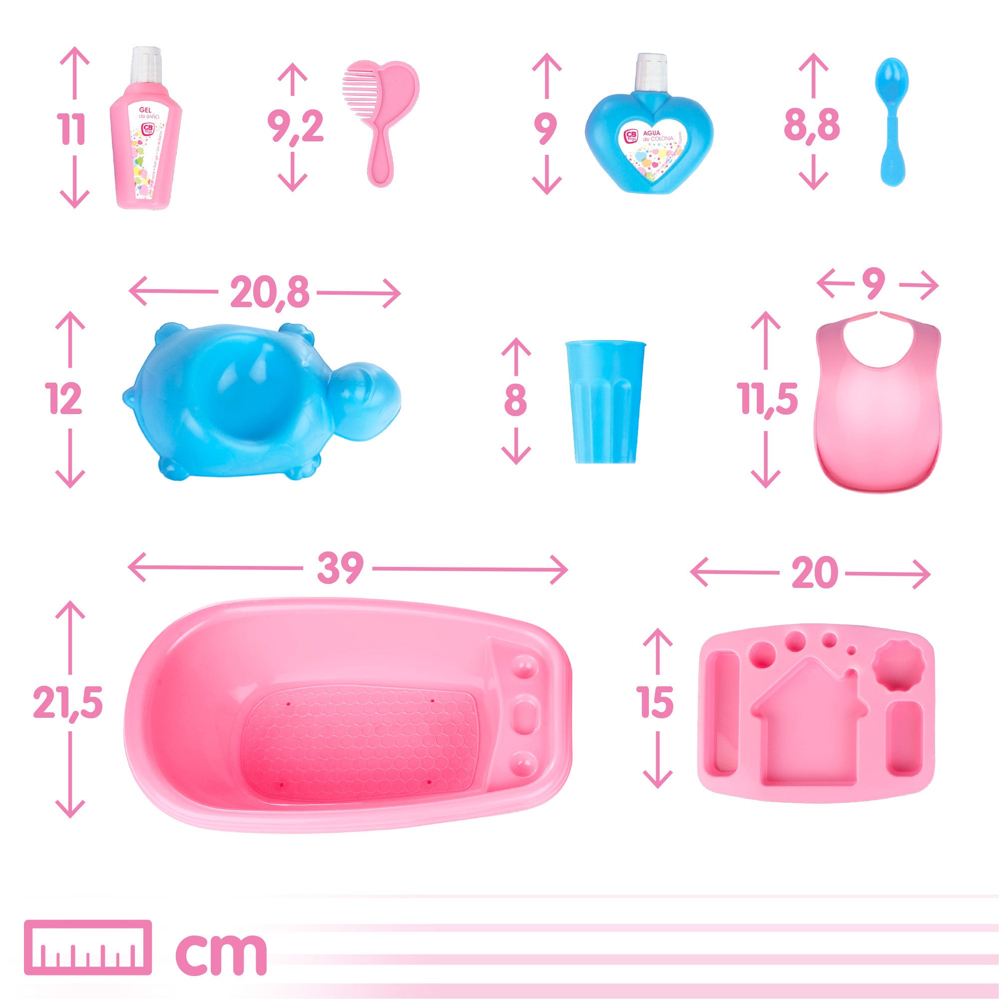 Accesorios bebés de juguete con bañera Colorbaby's
