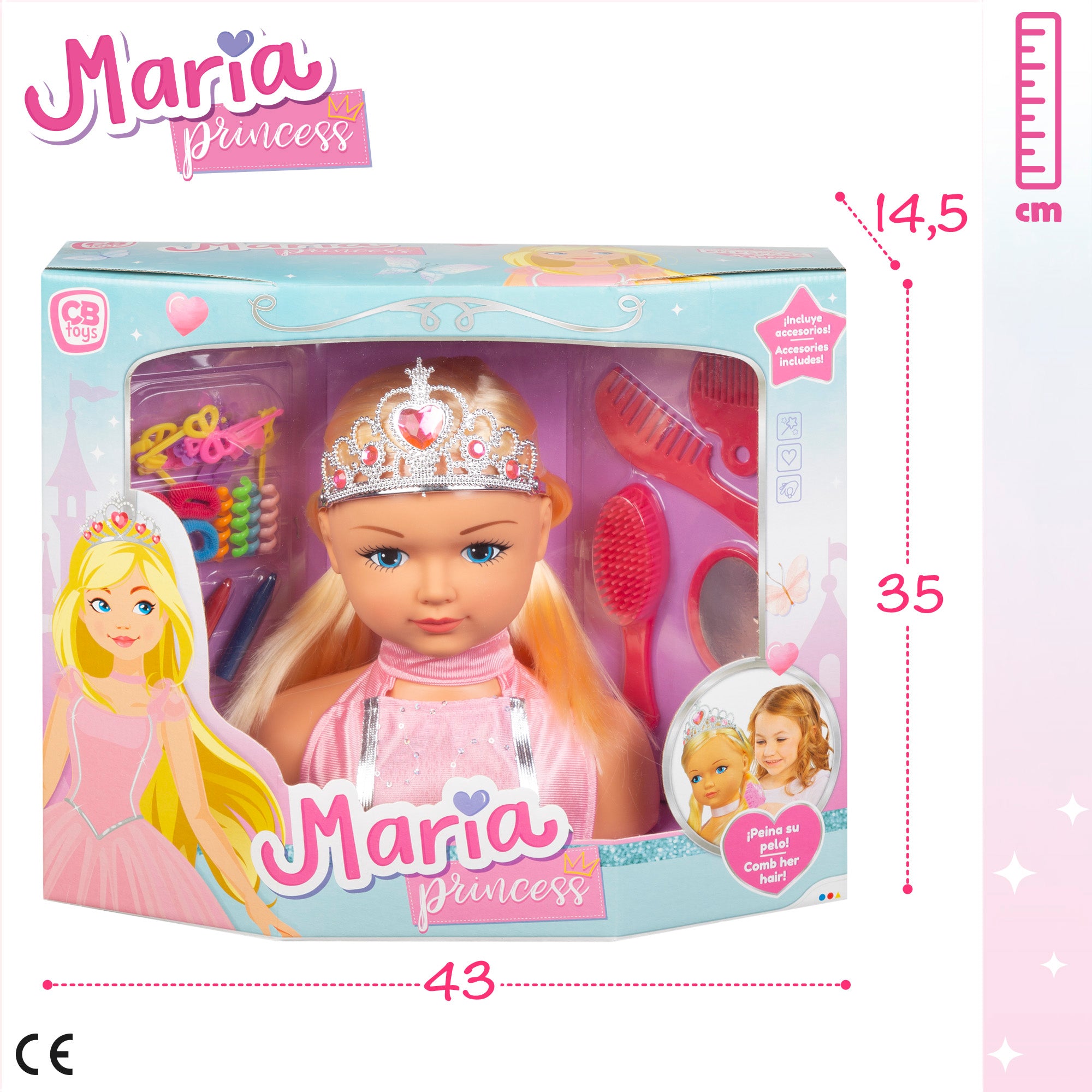 Busto muñeca con accesorios María Princess