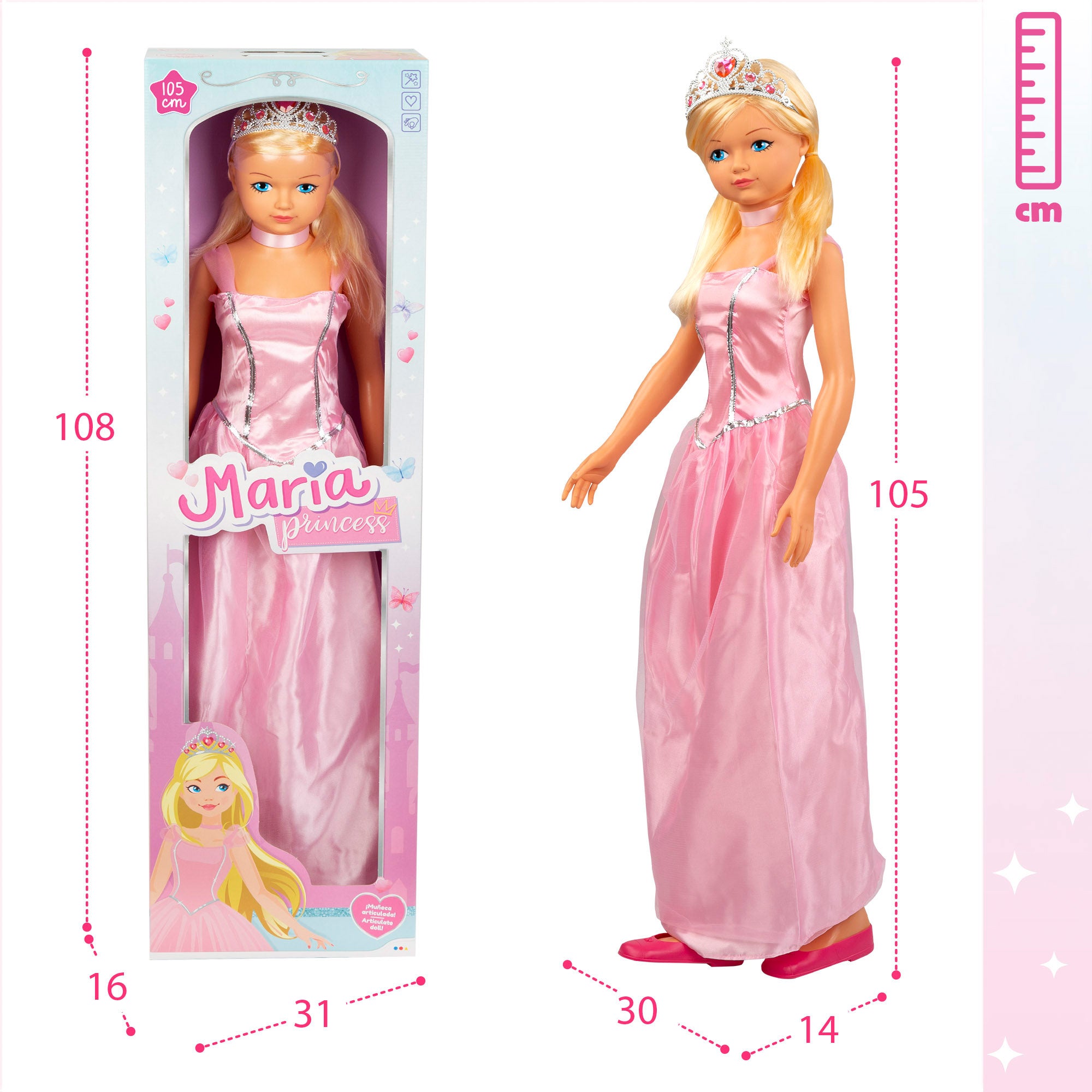 Muñeca grande princesa 105 cm Maria Princess