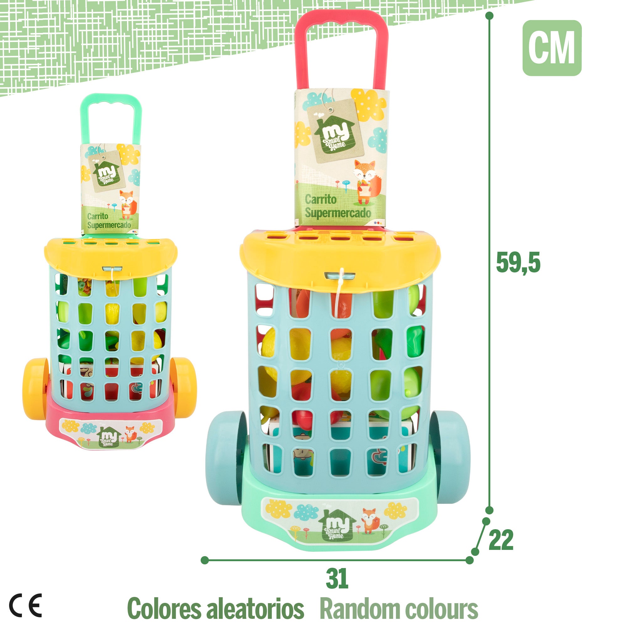 Carrito compra juguete con alimentos 11 pzas My Sweet Home