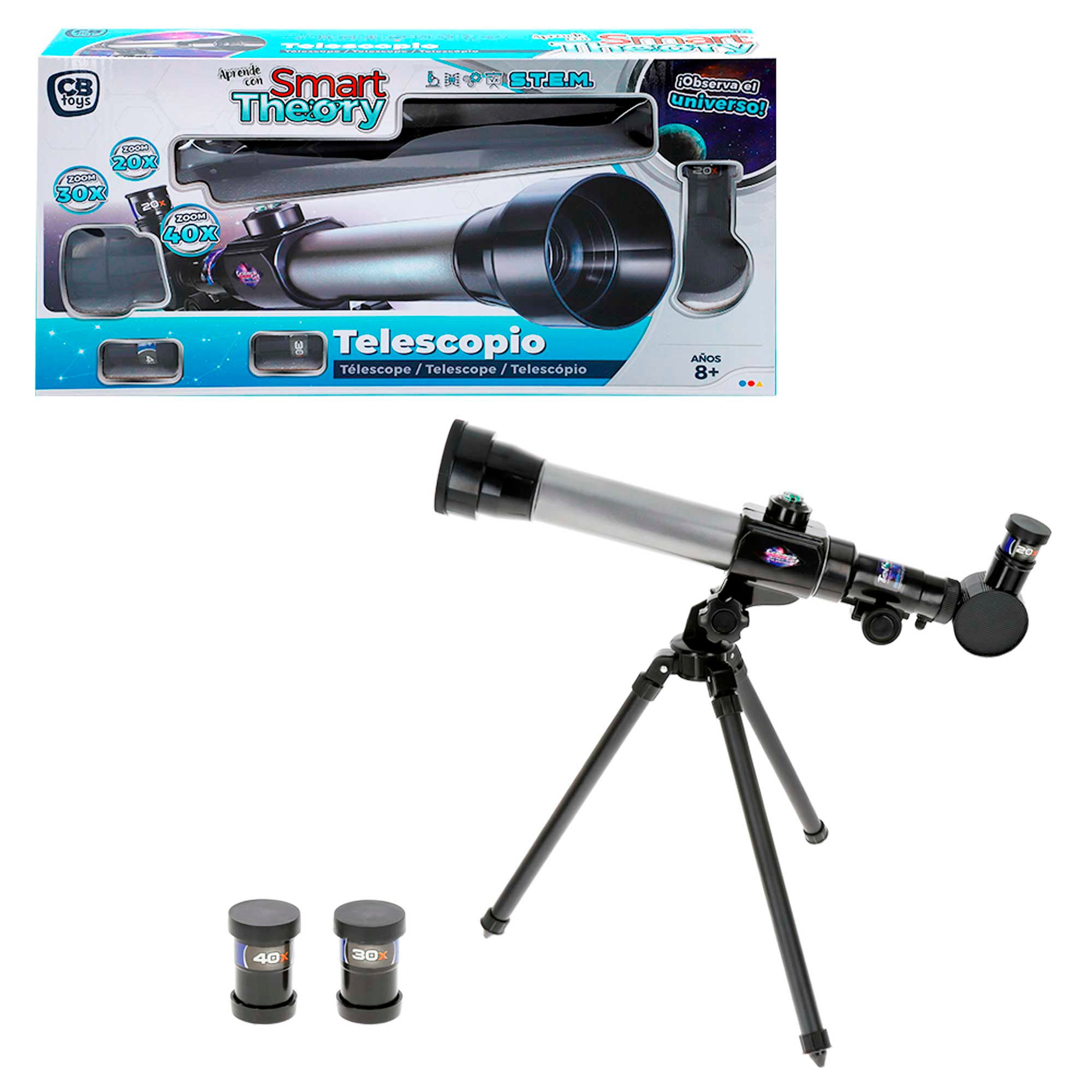 Telescopio de juguete con 3 aumentos Smart Theory