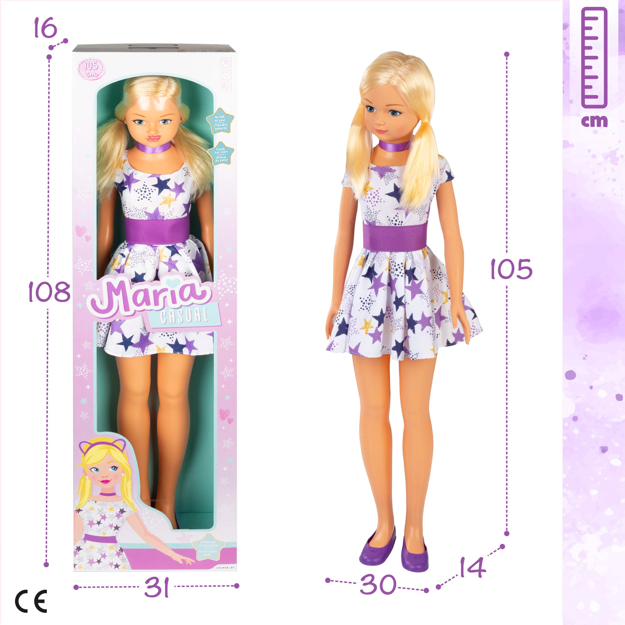 Muñeca grande vestido 105 cm María Casual