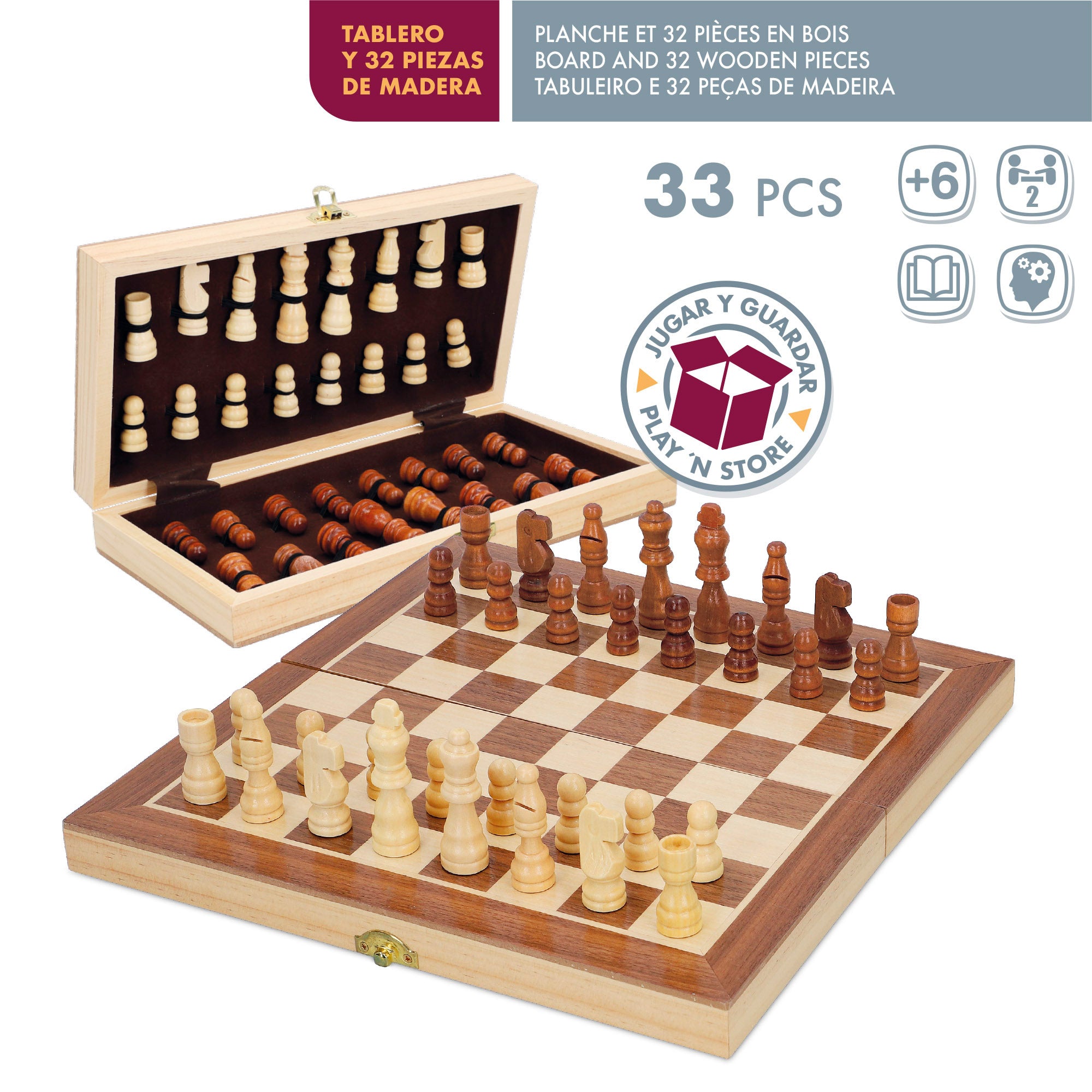 Juegos de mesa ajedrez estuche de madera CB Games