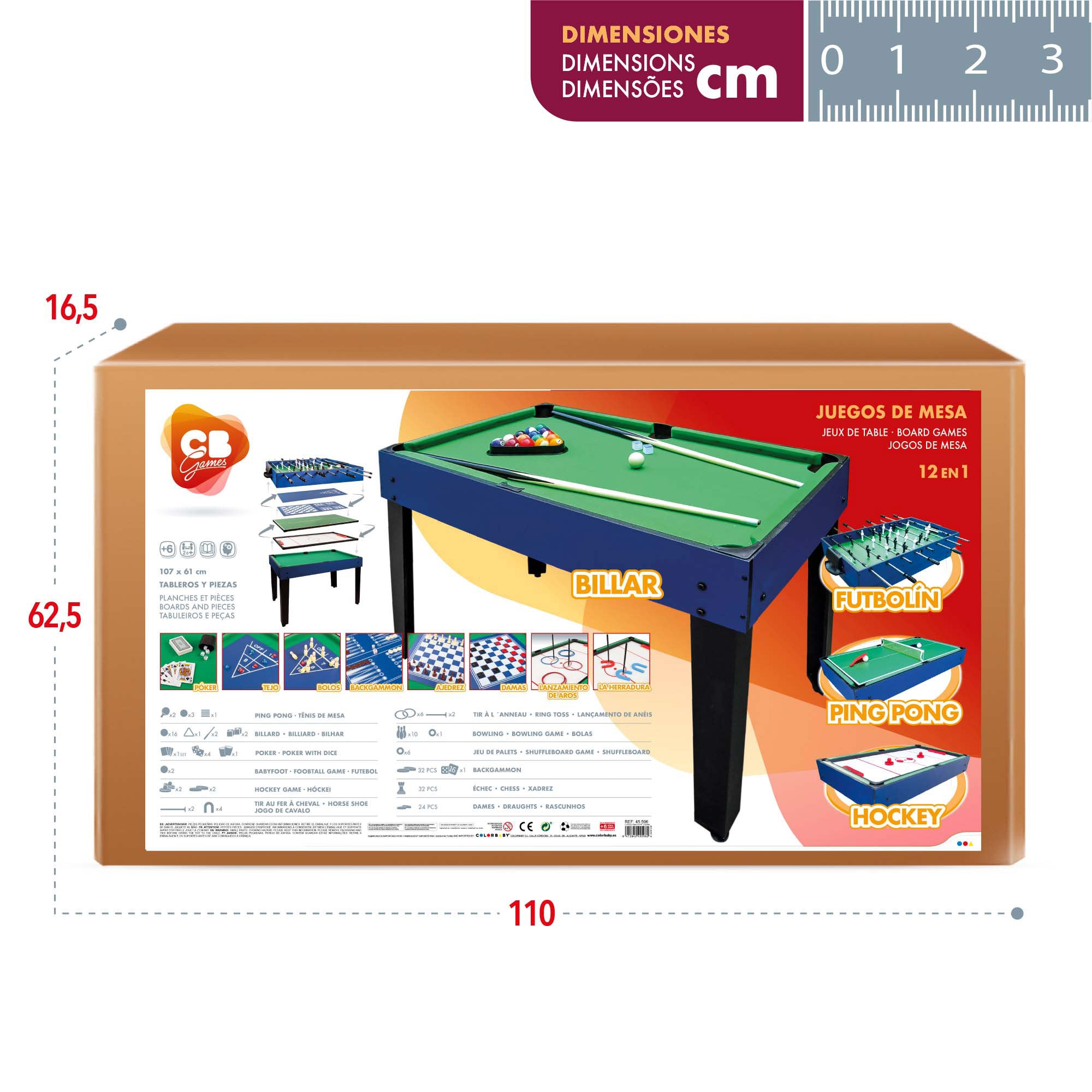 Mesa de billar multijuegos 12 en 1 CB Games