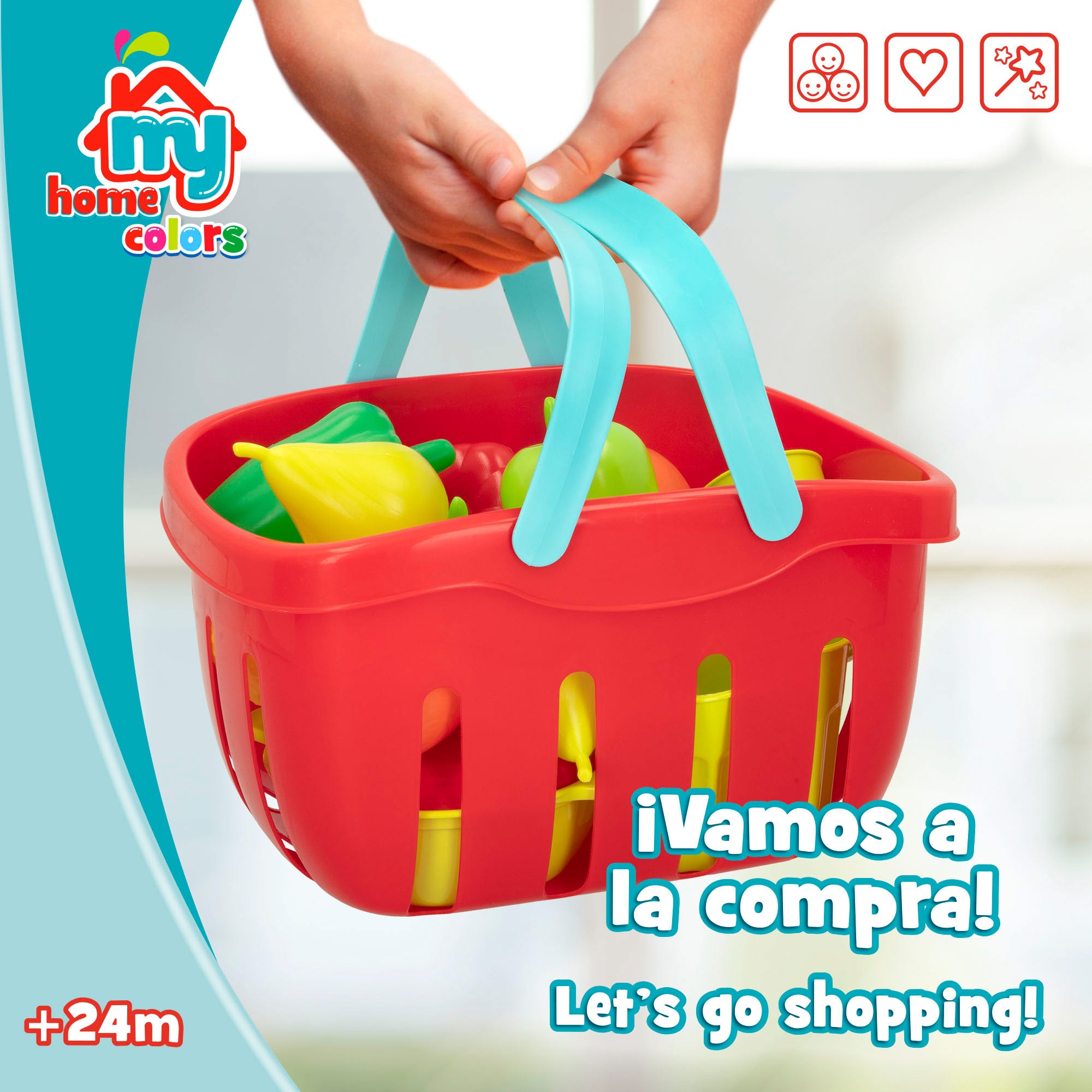 Cesta alimentos de juguete y menaje 35 pzas My Home Colors