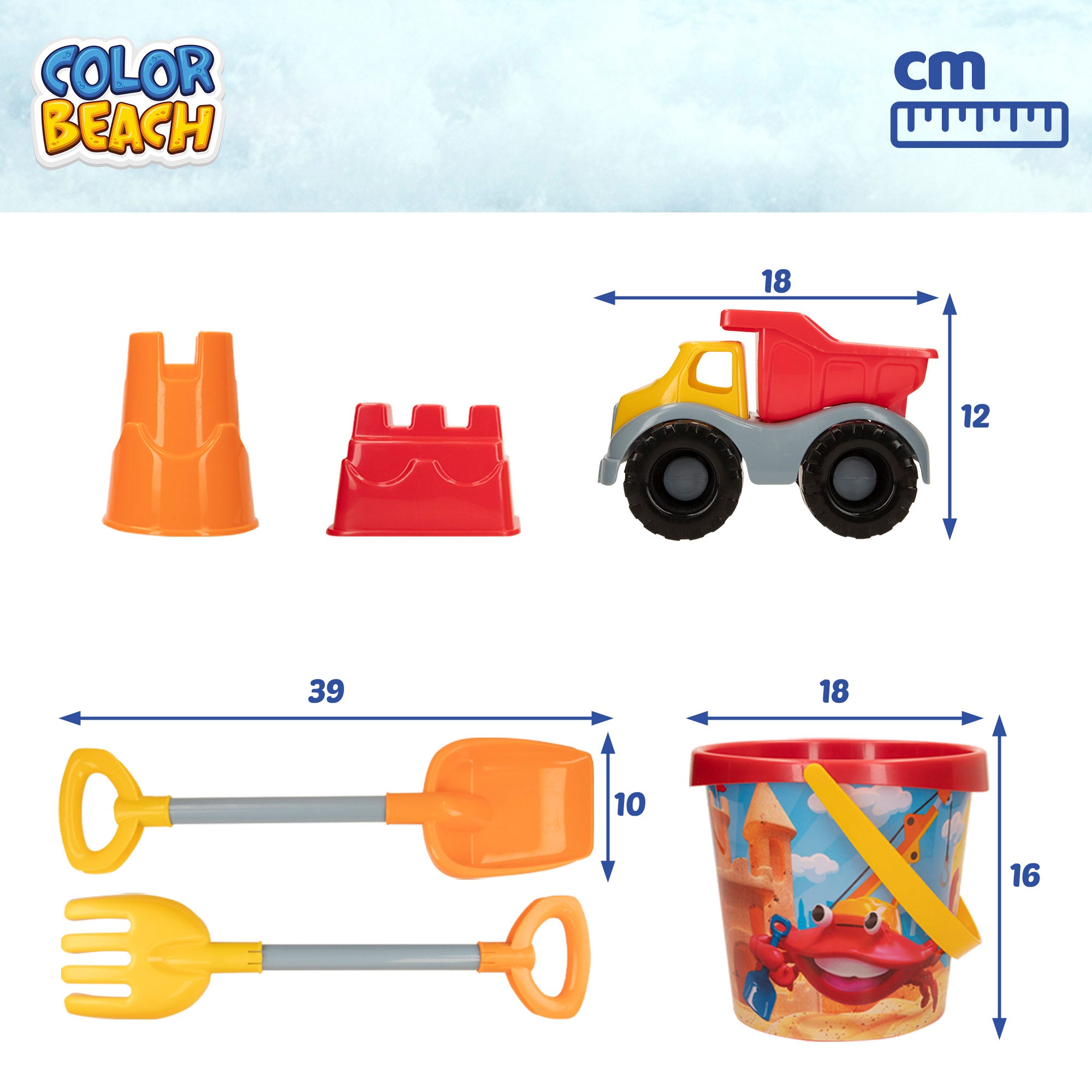 Set juguetes de playa con camión y accesorios Color Beach