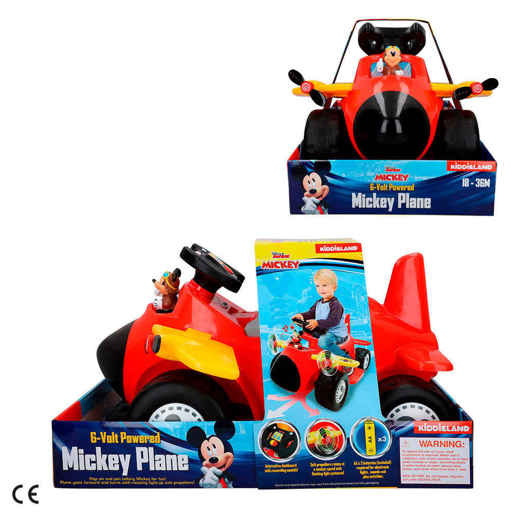 Aviãozinho de brinquedo do Mickey Mouse, movido a bateria de 6V