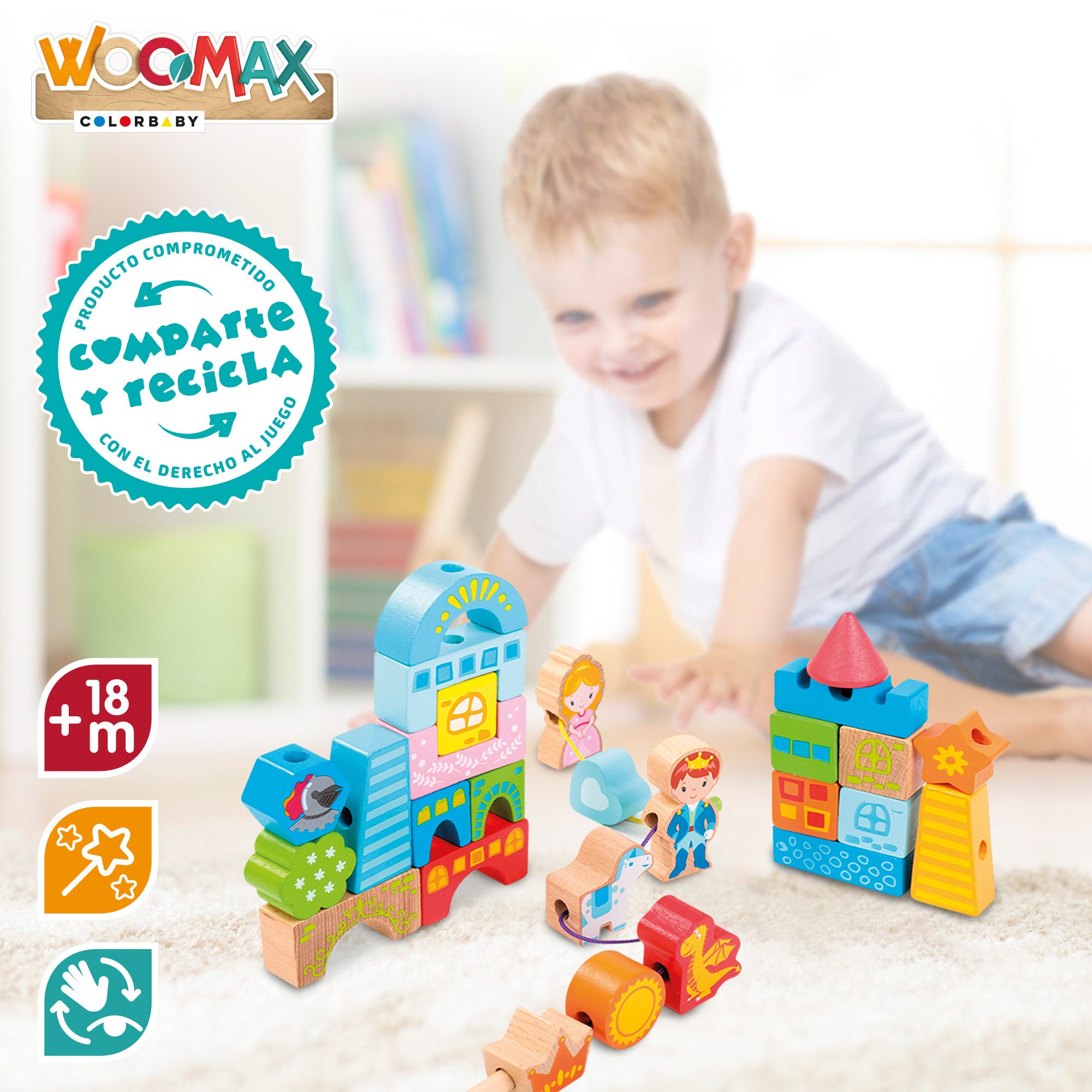 WOOMAX Juego de bloques de madera 32 piezas