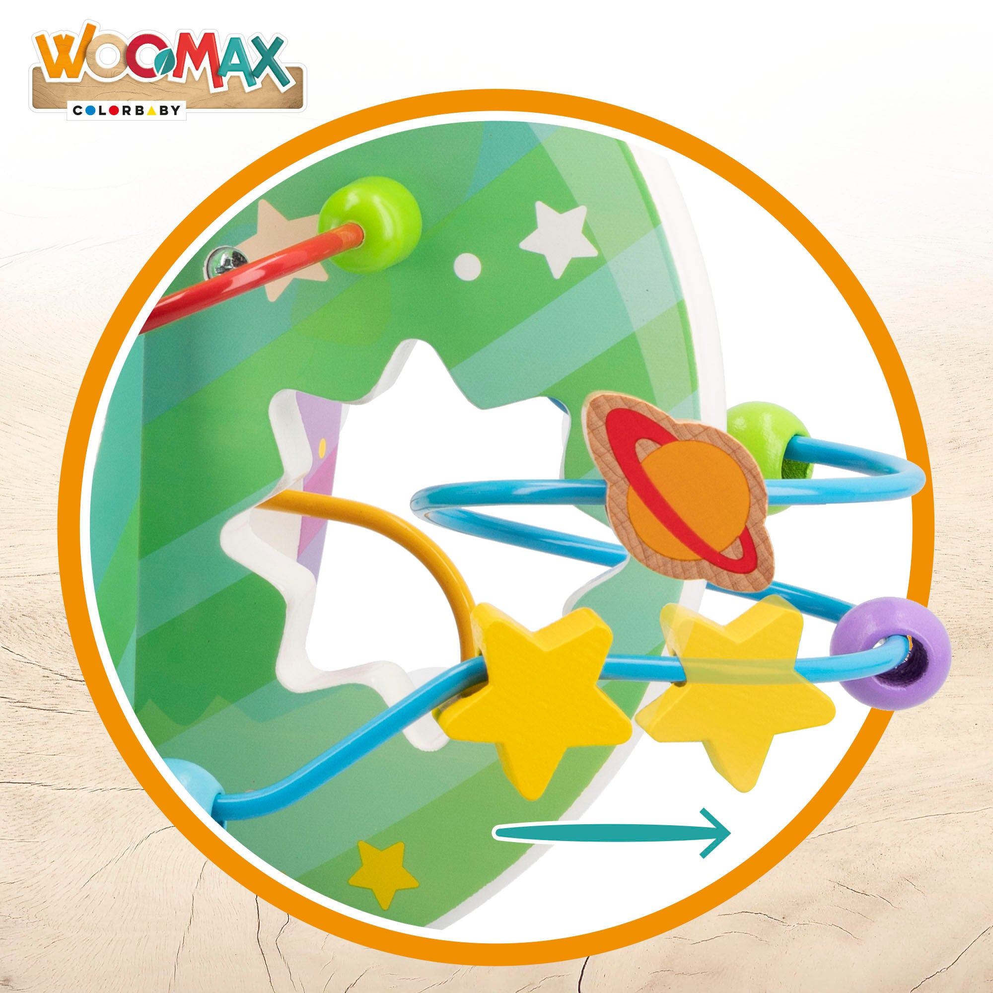 WOOMAX Laberinto cuentas de madera planetas