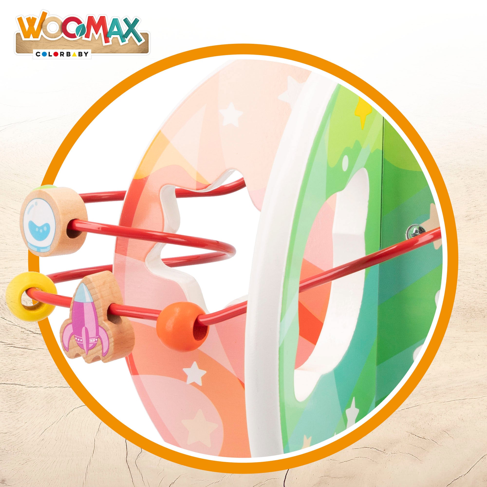 WOOMAX Laberinto cuentas de madera planetas