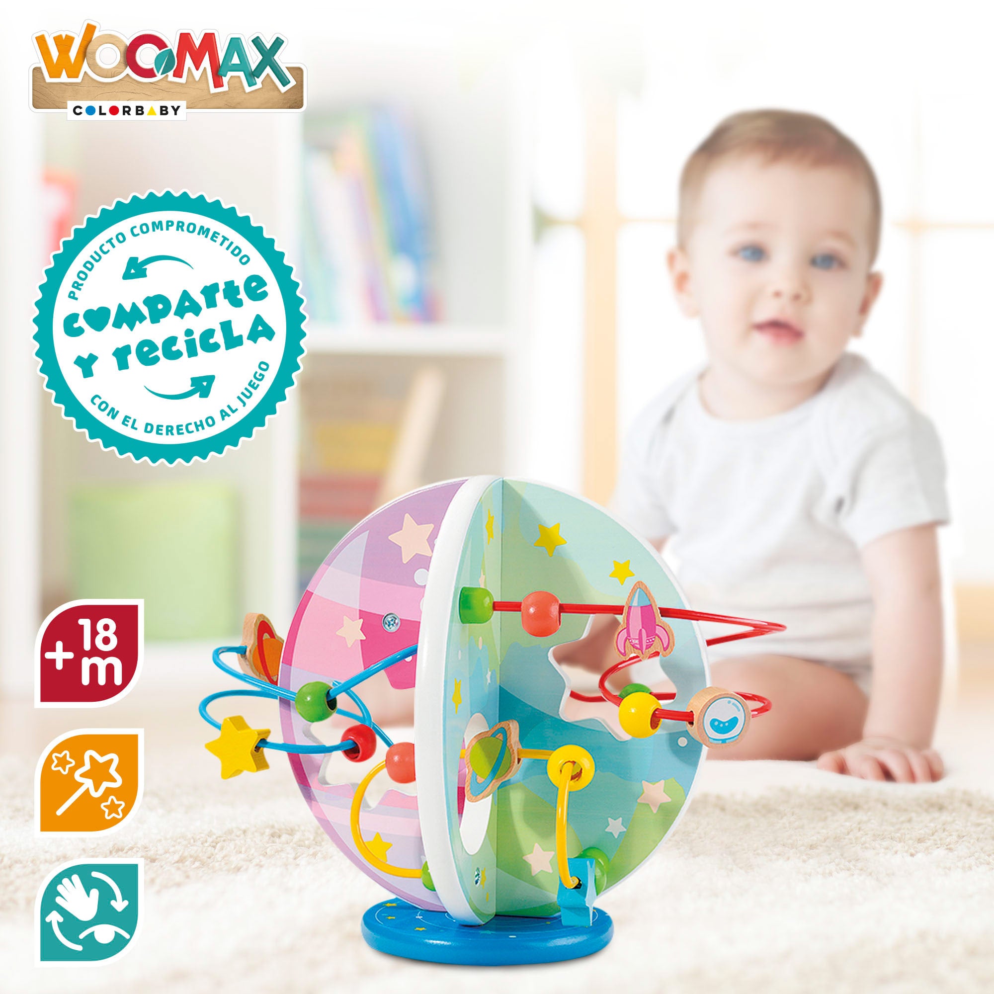 WOOMAX Laberinto cuentas de madera planetas
