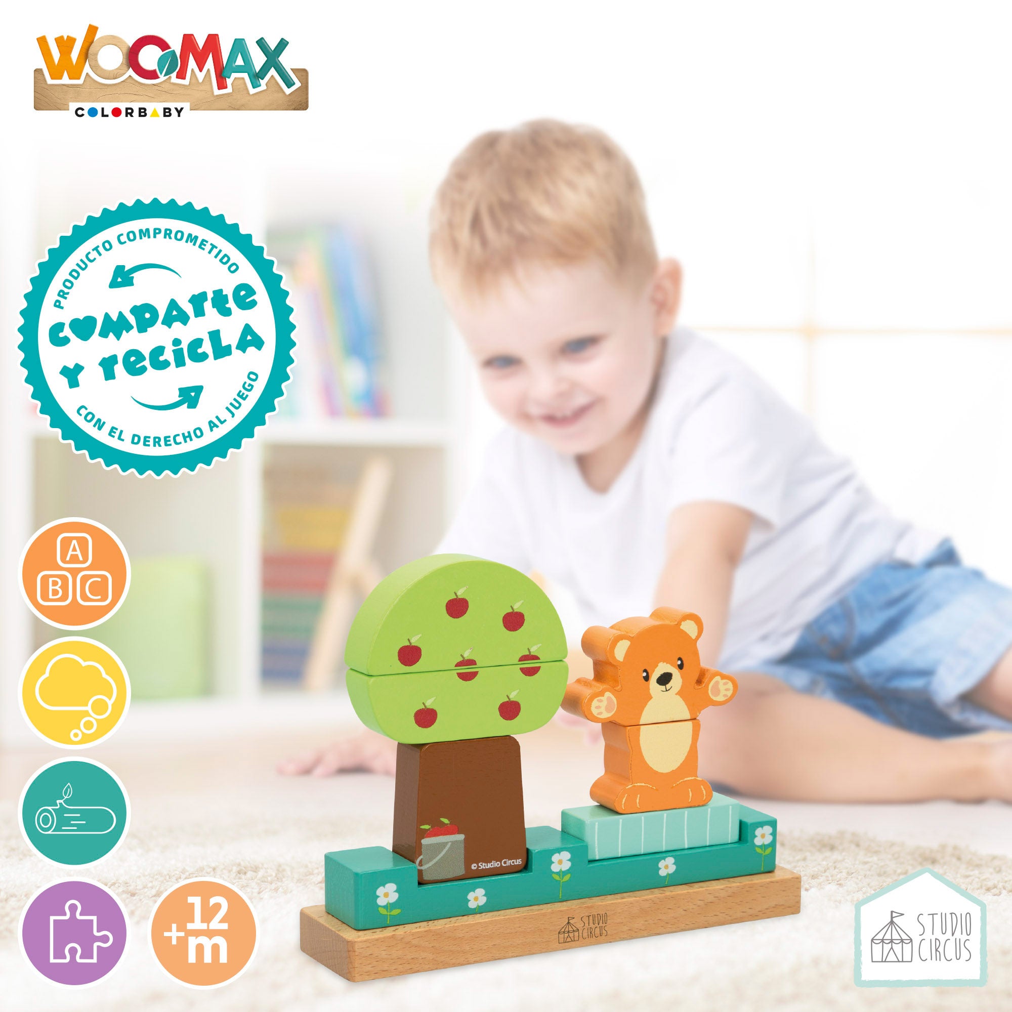 WOOMAX Studio Circus Jogo de Blocos Magnéticos em Madeira Floresta