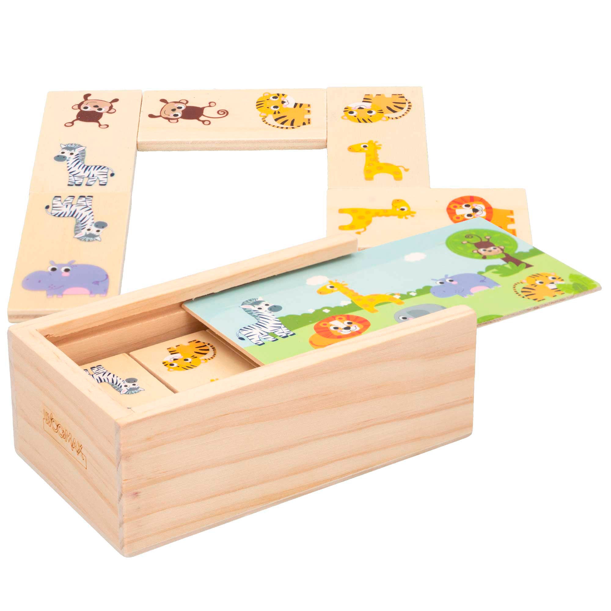 WOOMAX Dominó de madera infantil animalitos salvajes