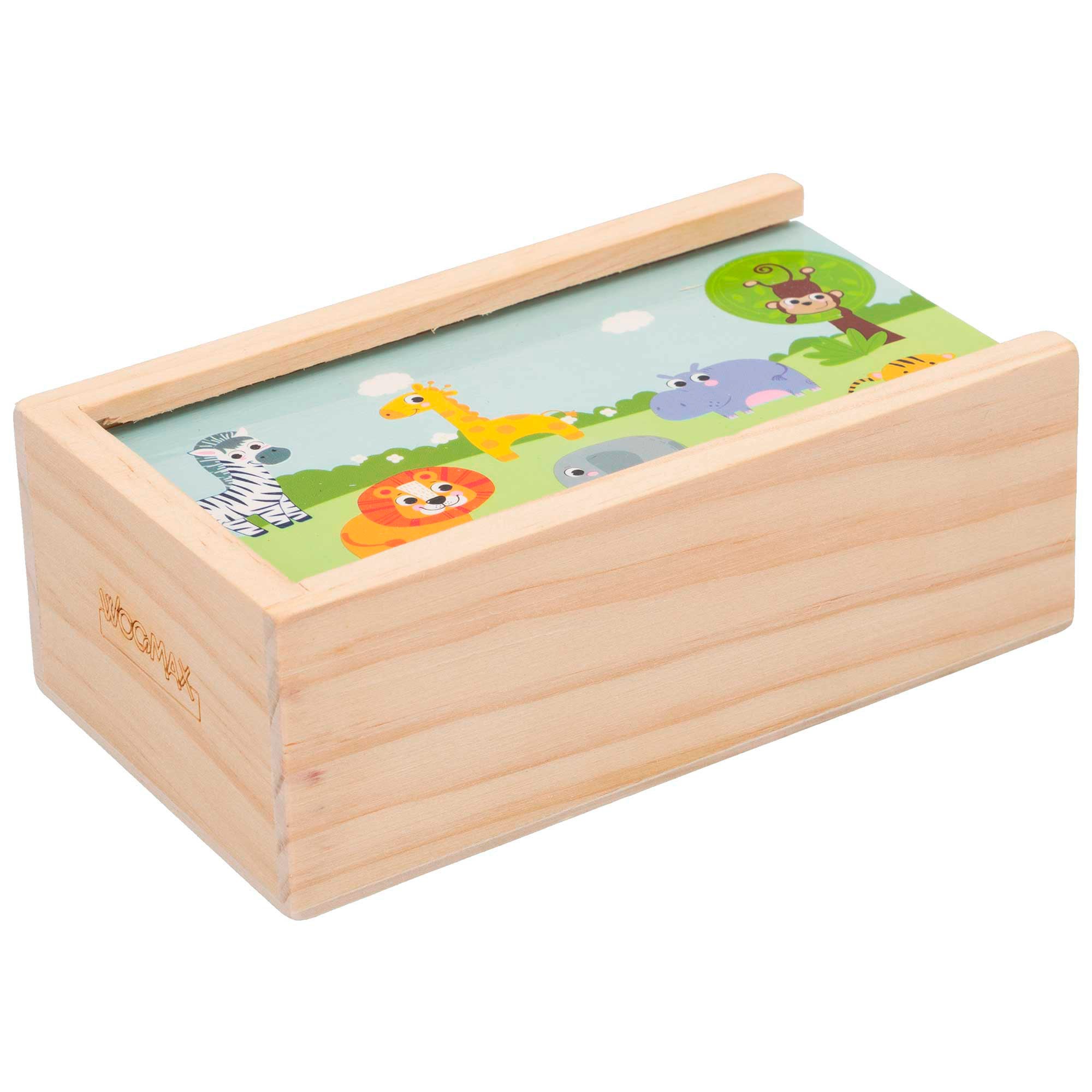 WOOMAX Dominó de madera infantil animalitos salvajes