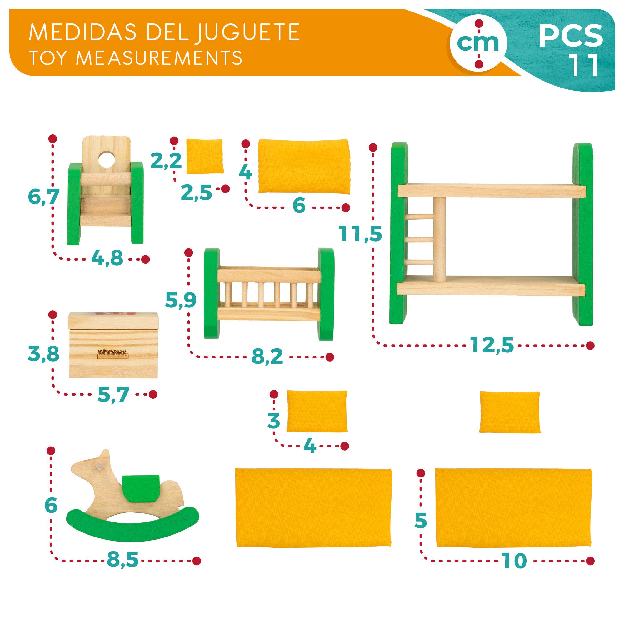 WOOMAX Set mobiliario casa de muñecas madera