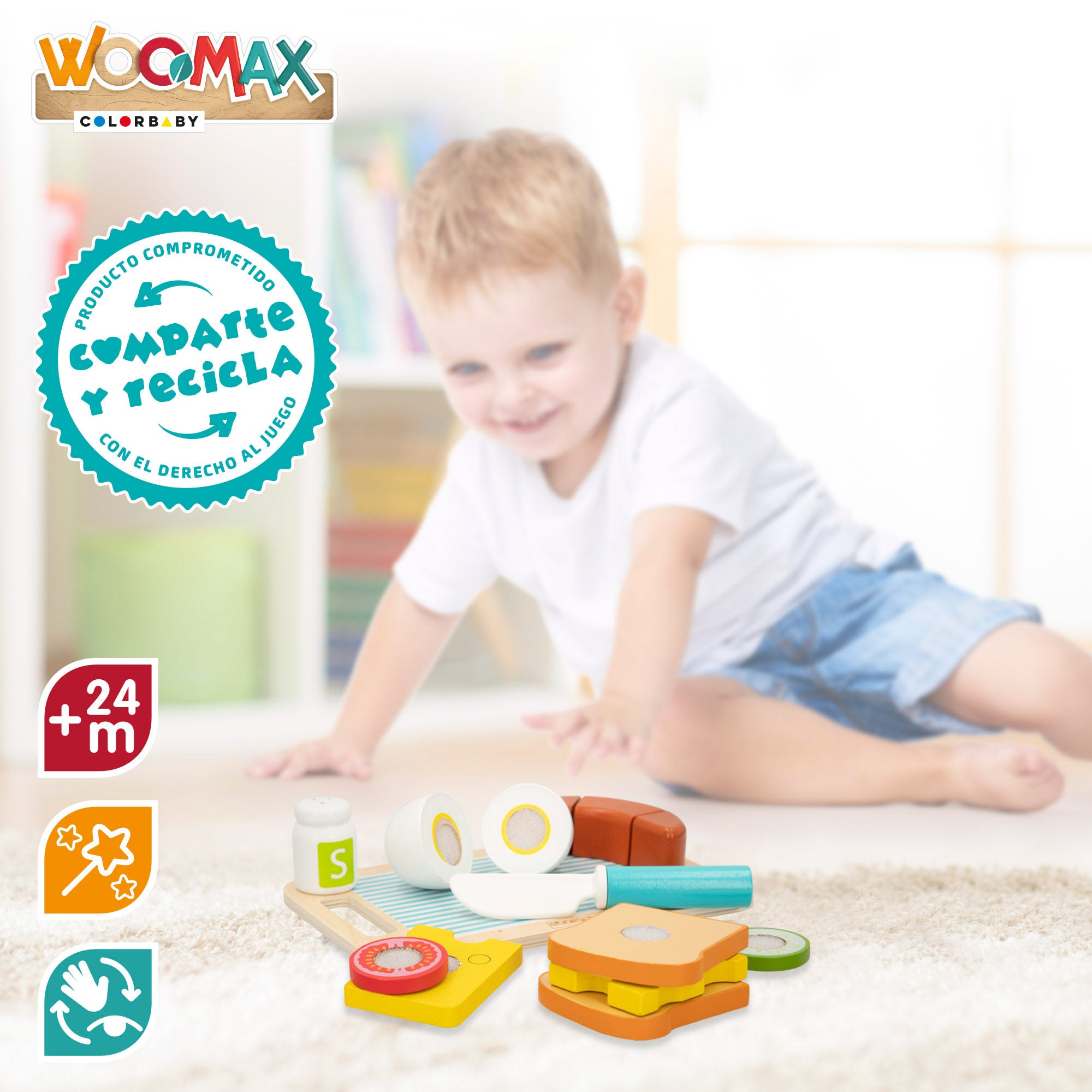 WOOMAX Bandeja desayuno con accesorios de madera