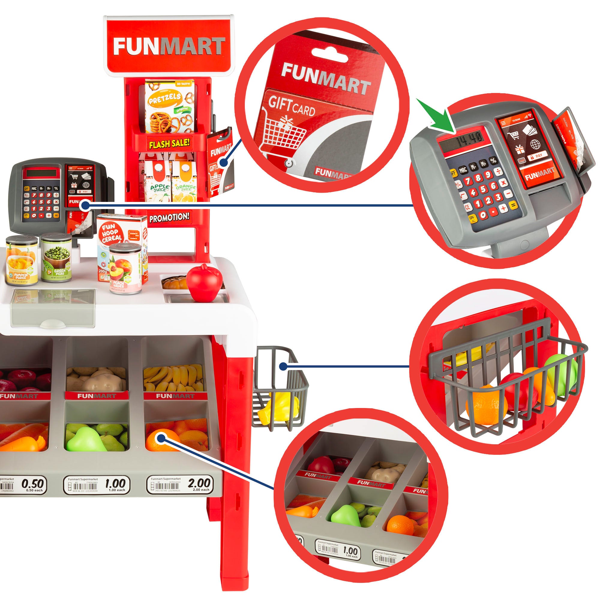 Supermercado juguete con accesorios, luz y sonidos FUNMART