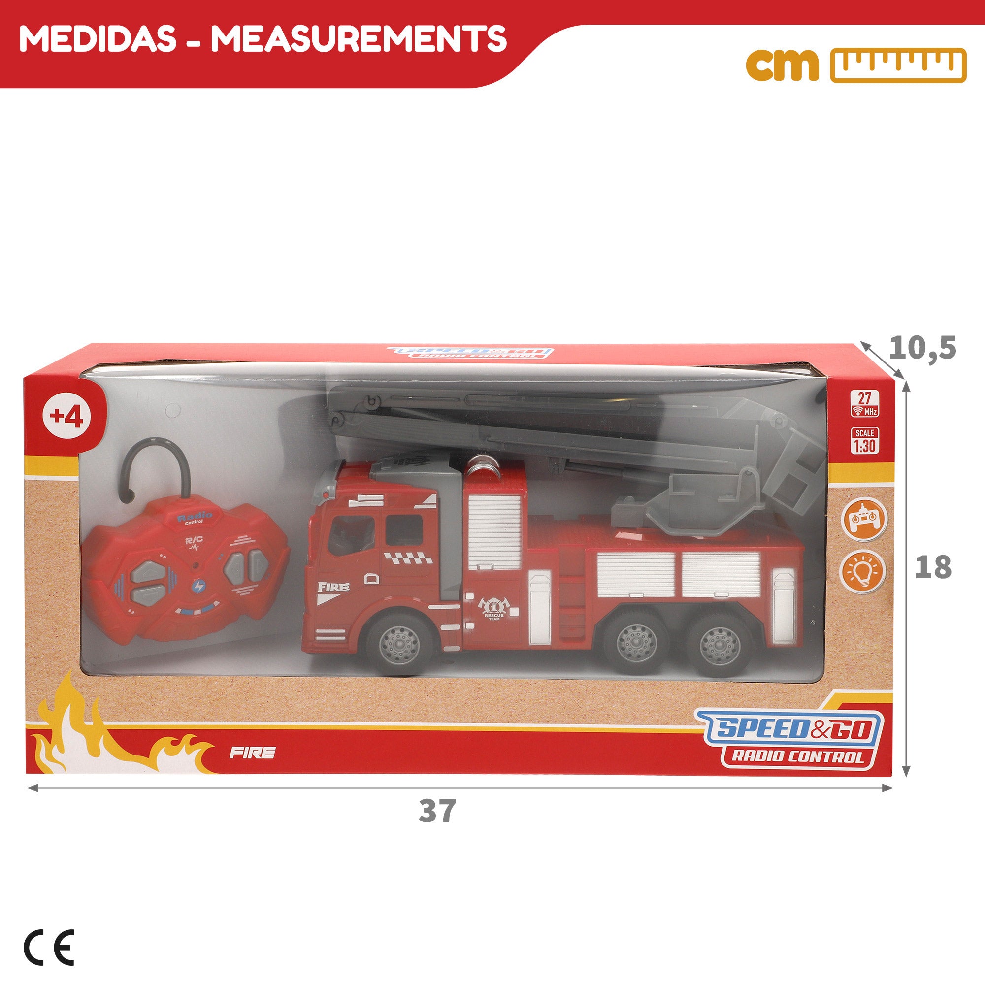 Coche de bomberos teledirigido 1:30 Speed & Go