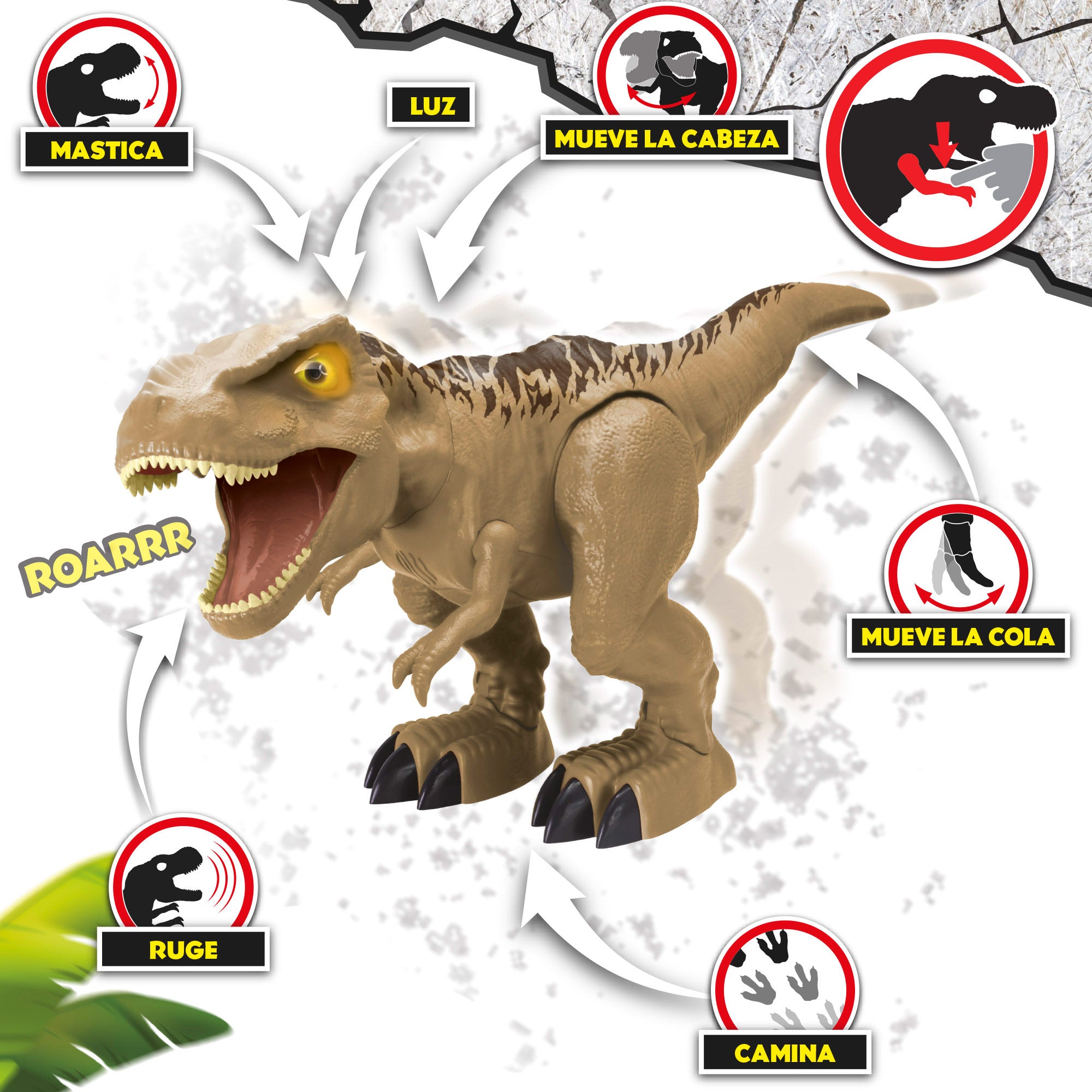 Dinosaurio T-Rex interactivo con movimientos y sonidos realistas Dinos Unleashed