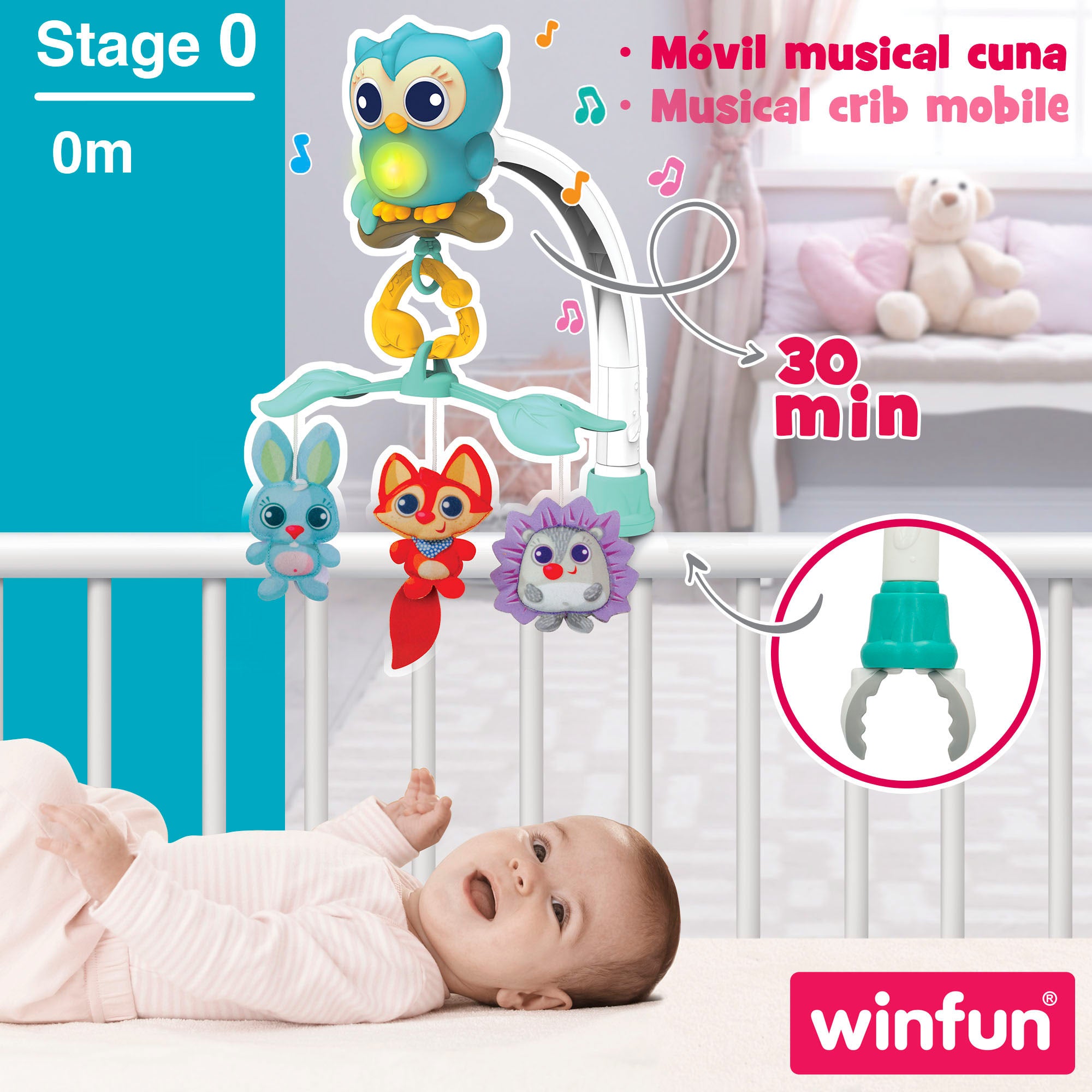 Mobile relaxante 3 em 1 para berço Winfun