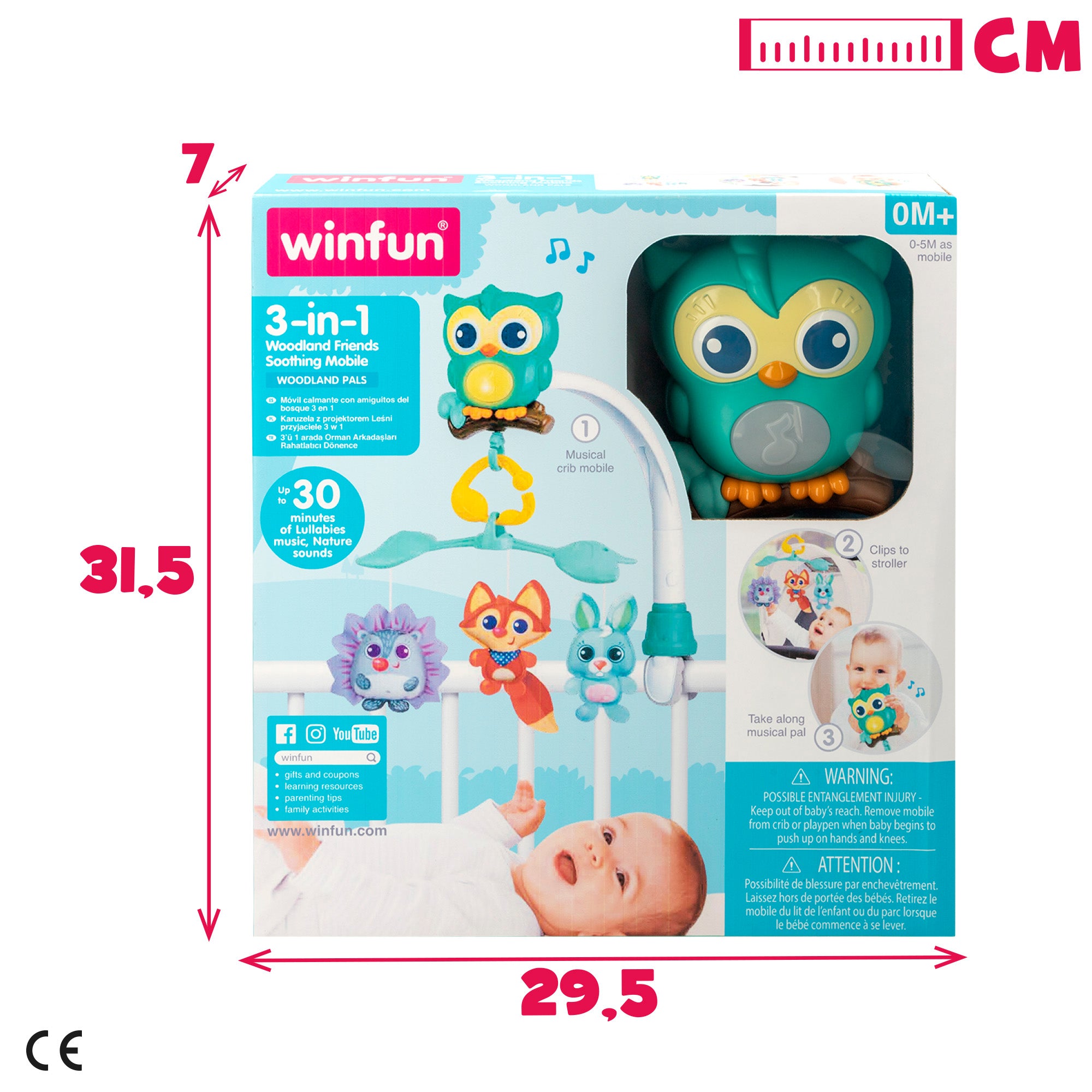 Mobile relaxante 3 em 1 para berço Winfun