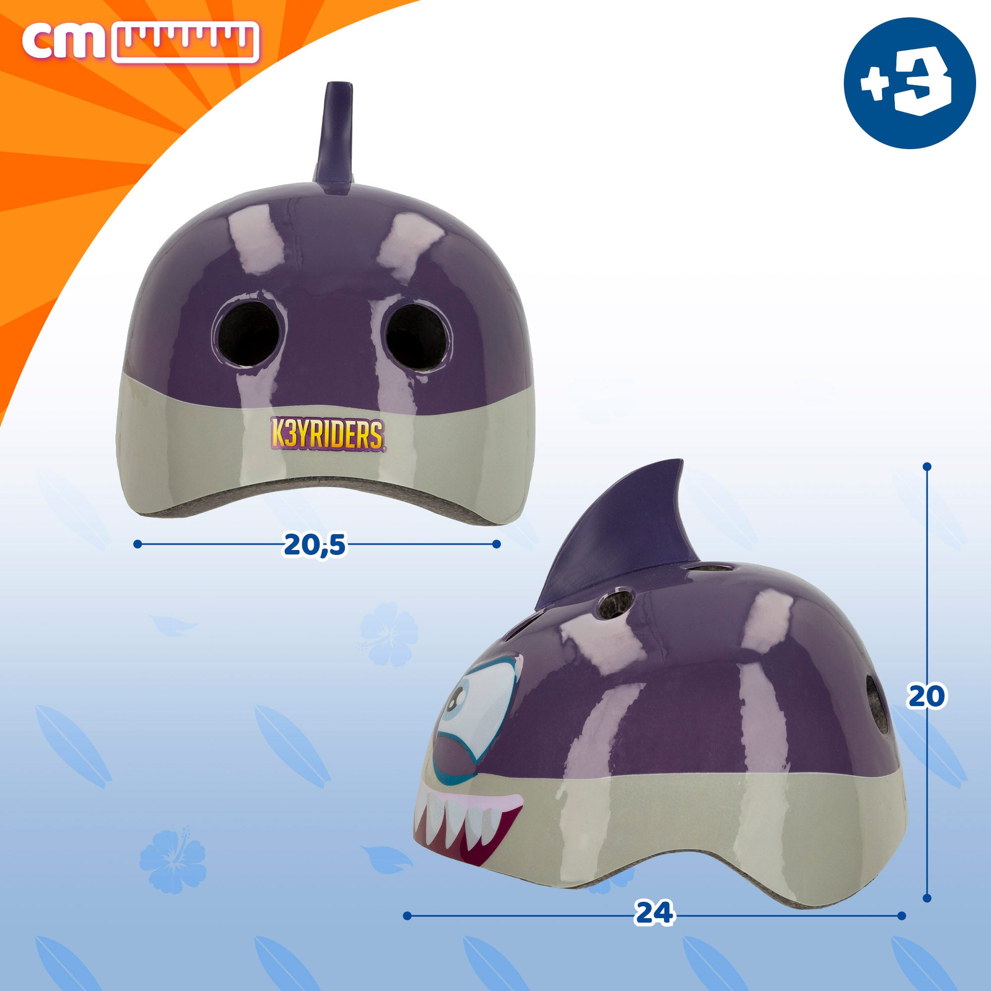 Casco 3D patinete tiburón K3YRIDERS