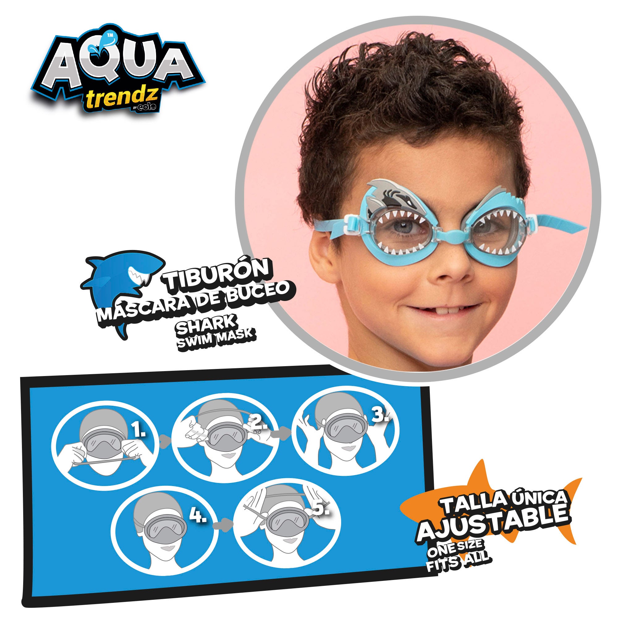 Gafas de buceo y lanzador de agua en forma de tiburón Aqua Trendz