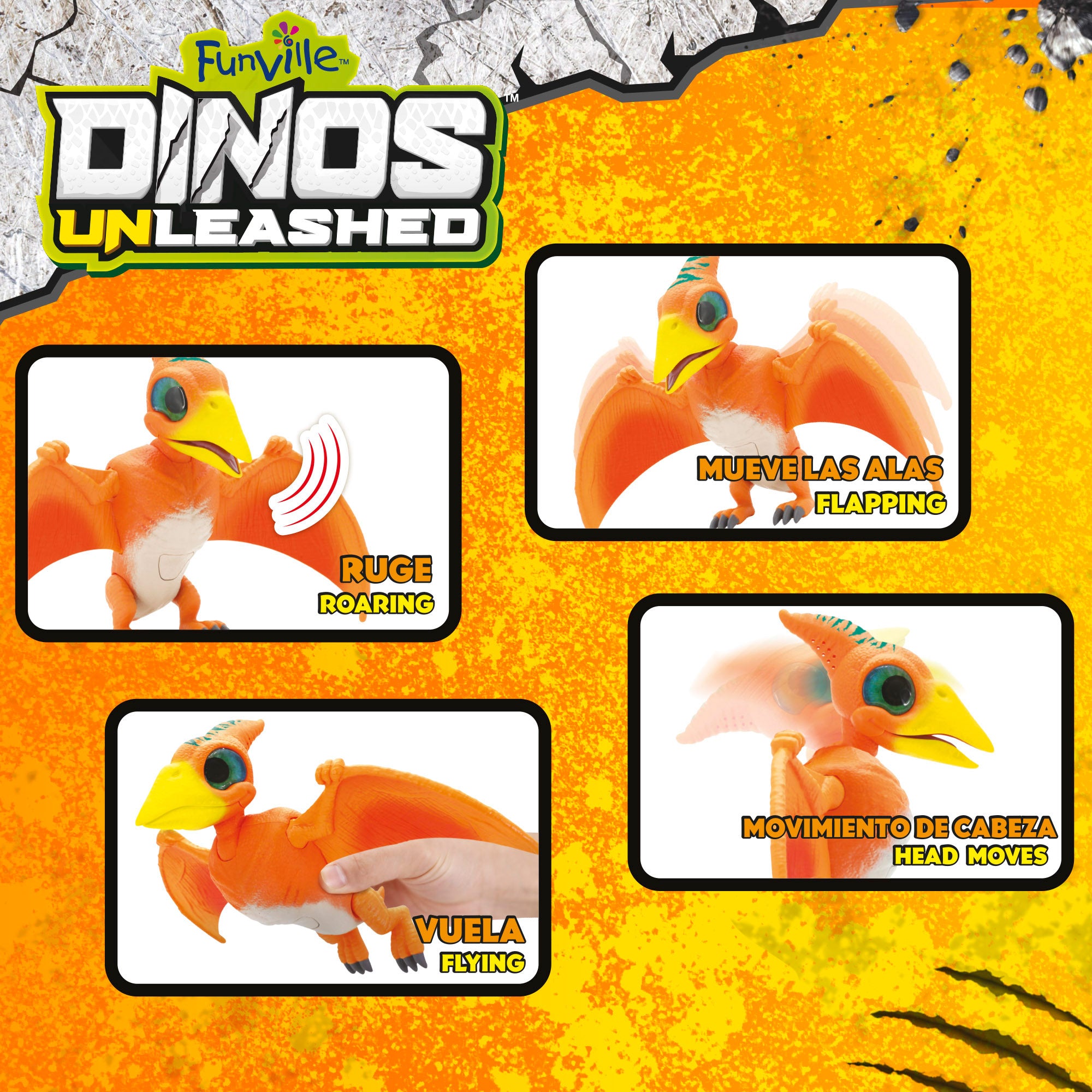 Dinossauro Pterodáctilo Interativo com o Som e o Movimento - Dinos Unleashed