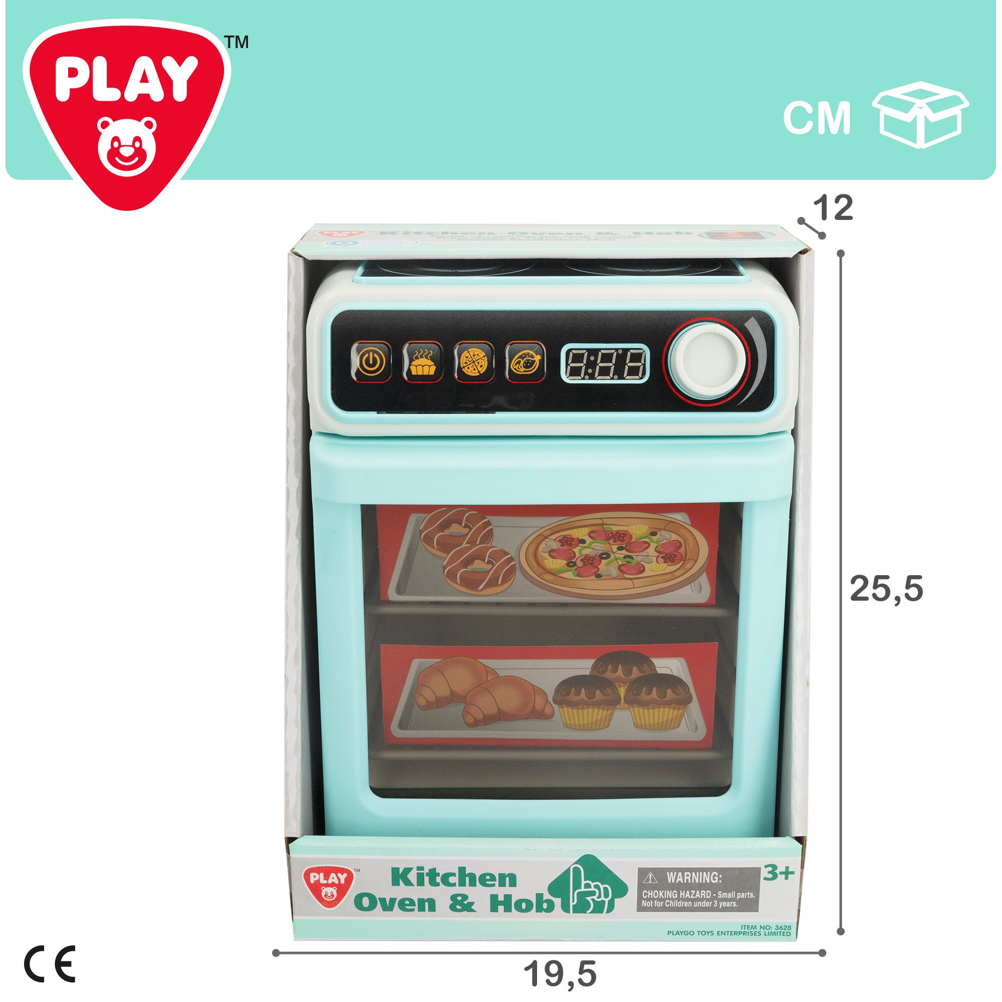 PLAY Mini horno de juguete con vitrocerámica, luz y sonido