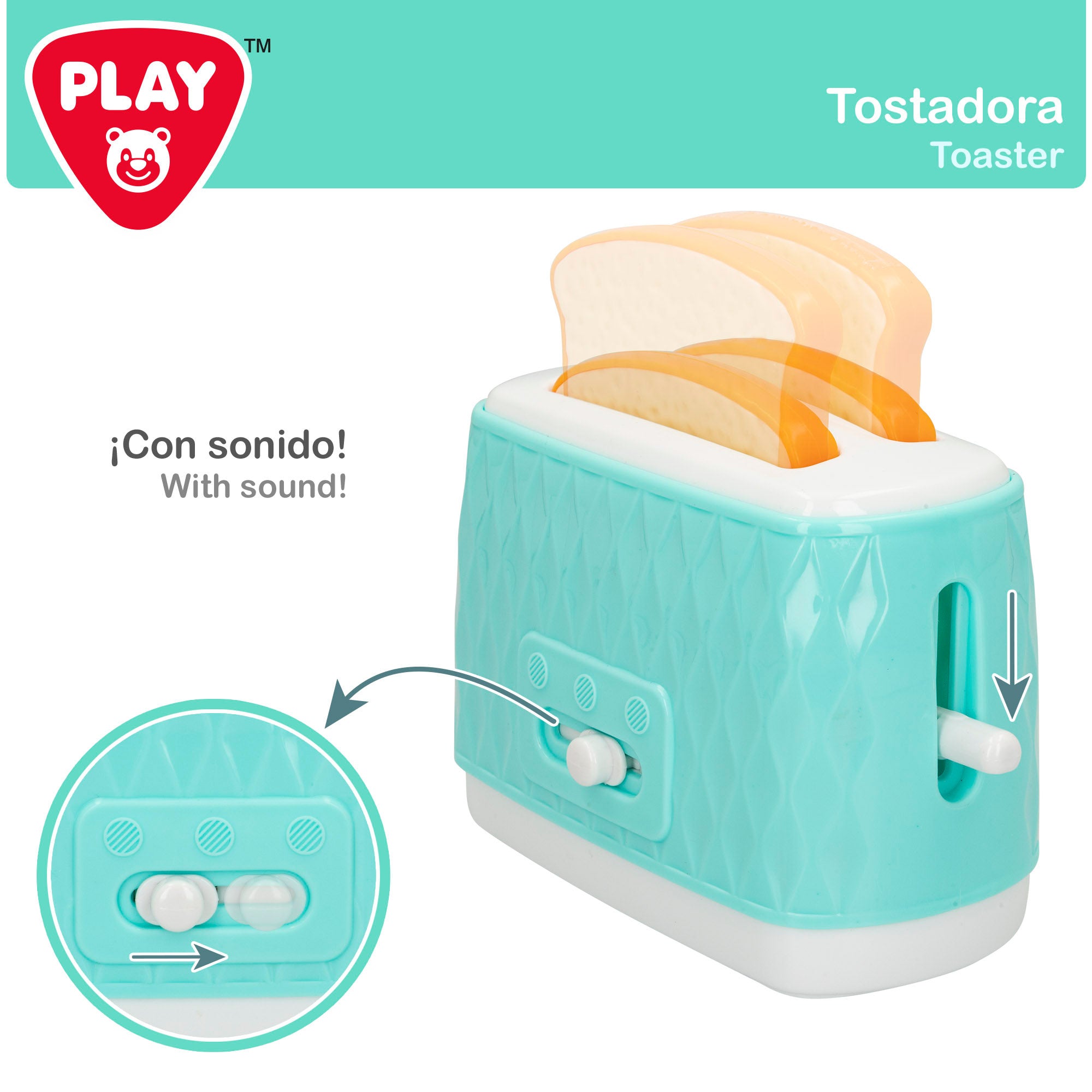PLAY Set tostadora y hervidor de juguete con luz y sonido